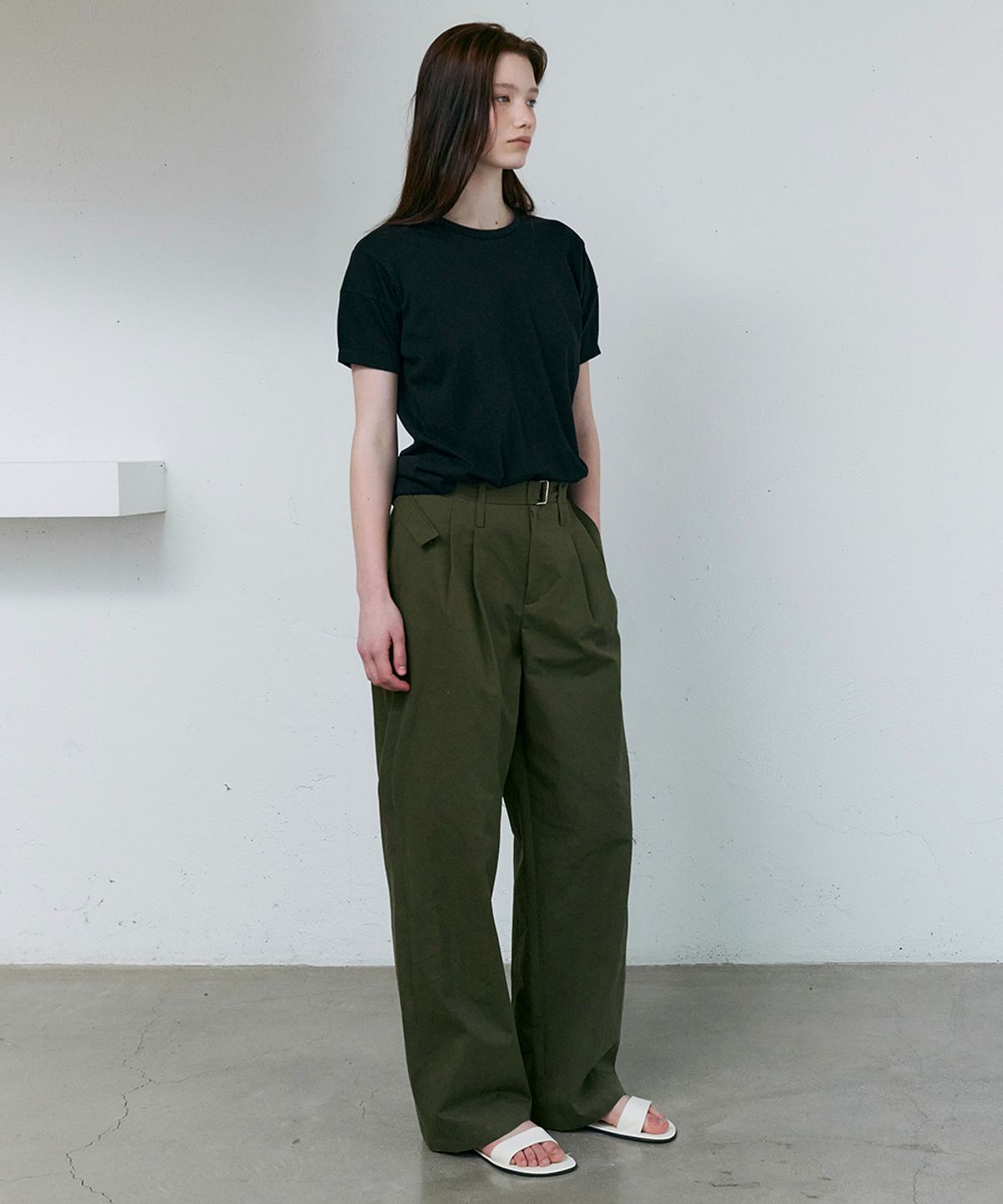 아우브아워(AUBOUR) dual seam t-shirt (black)