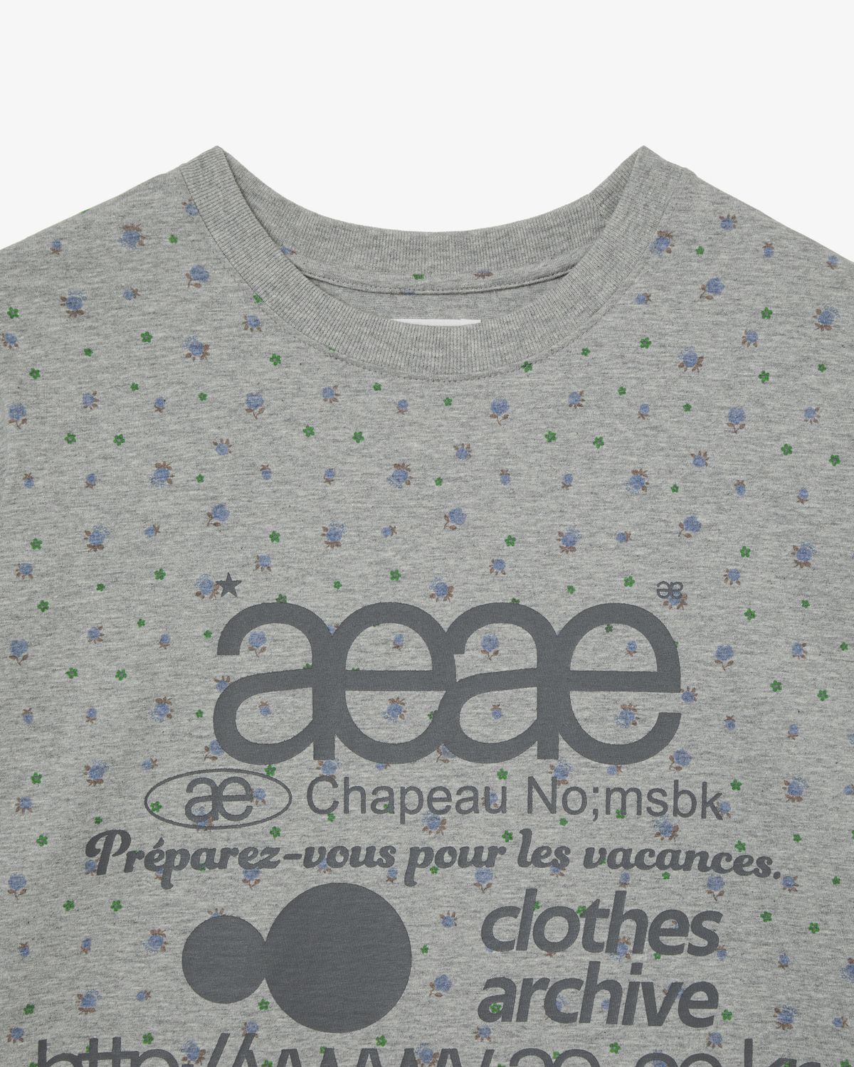 에이이에이이(AEAE) WEB LOGO FLOWER T-SHIRTS [MELANGE GREY]