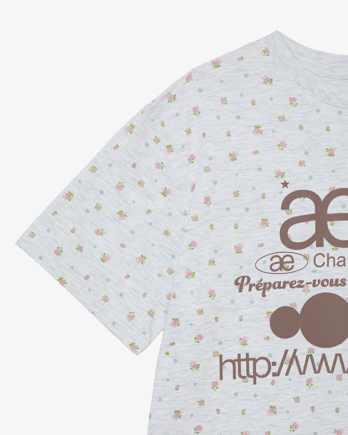 에이이에이이(AEAE) WEB LOGO FLOWER T-SHIRTS [LIGHT GREY]