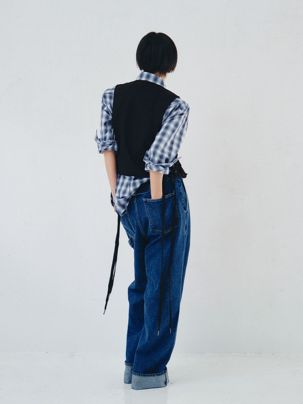 플리즈프로젝트(PLZPROJECT) LACE-UP VEST, BLACK