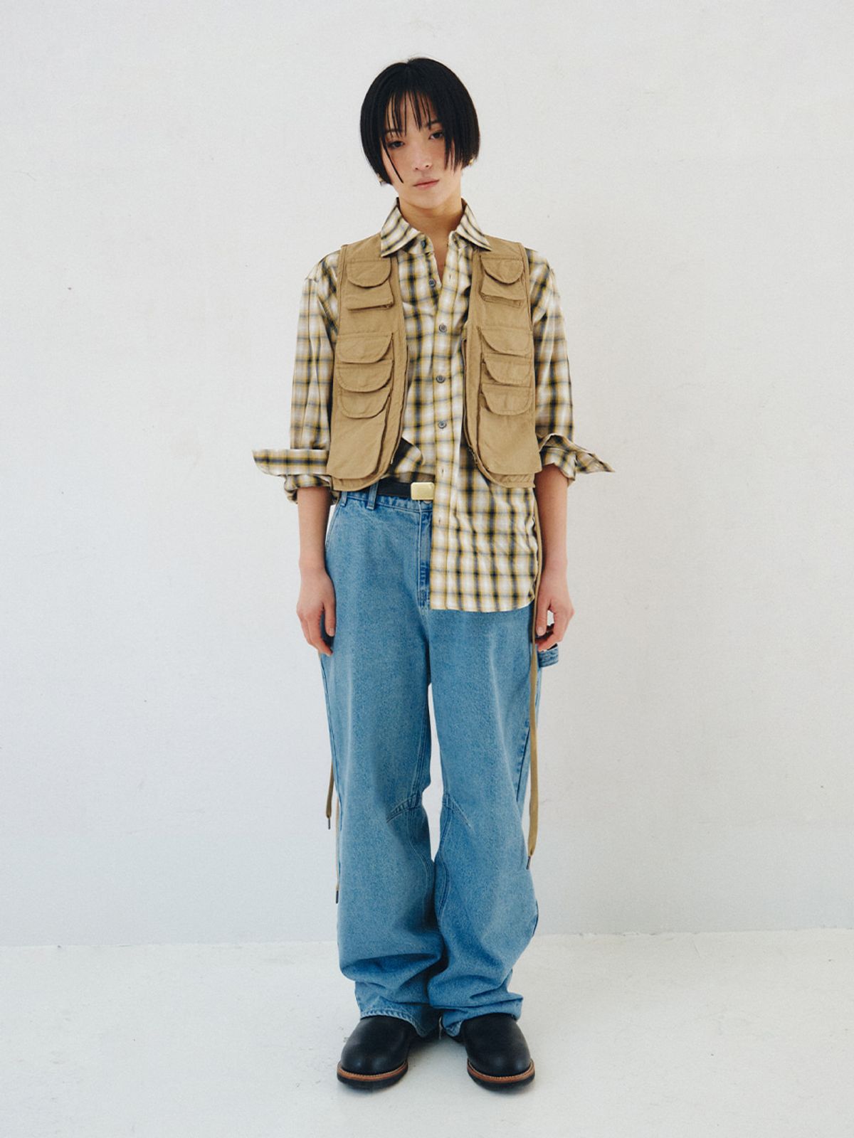 플리즈프로젝트(PLZPROJECT) LACE-UP VEST, KHAKI BROWN