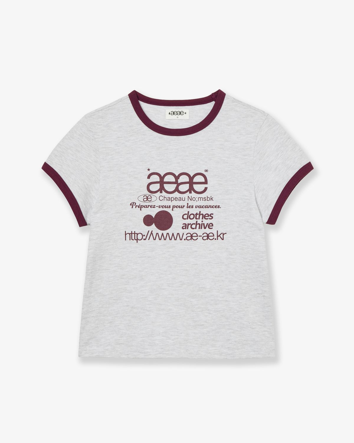 에이이에이이(AEAE) WEB LOGO RINGER TEE [LIGHT GREY]