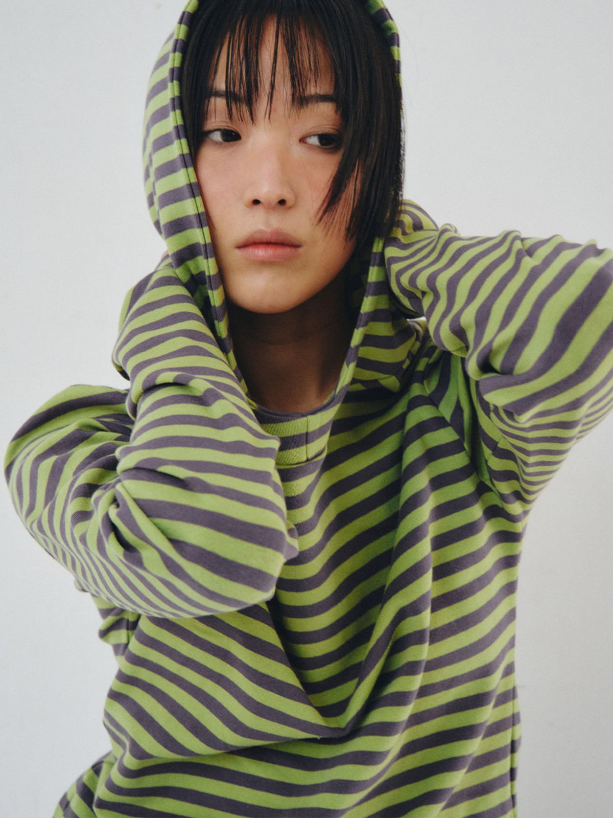 플리즈프로젝트(PLZPROJECT) REGULAR STRIPE HOOD, GREEN