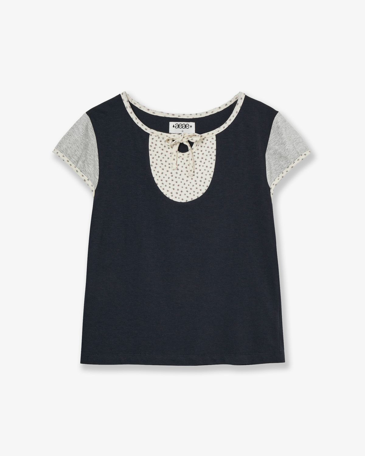 에이이에이이(AEAE) FLOWER BLOCK TEE [NAVY]