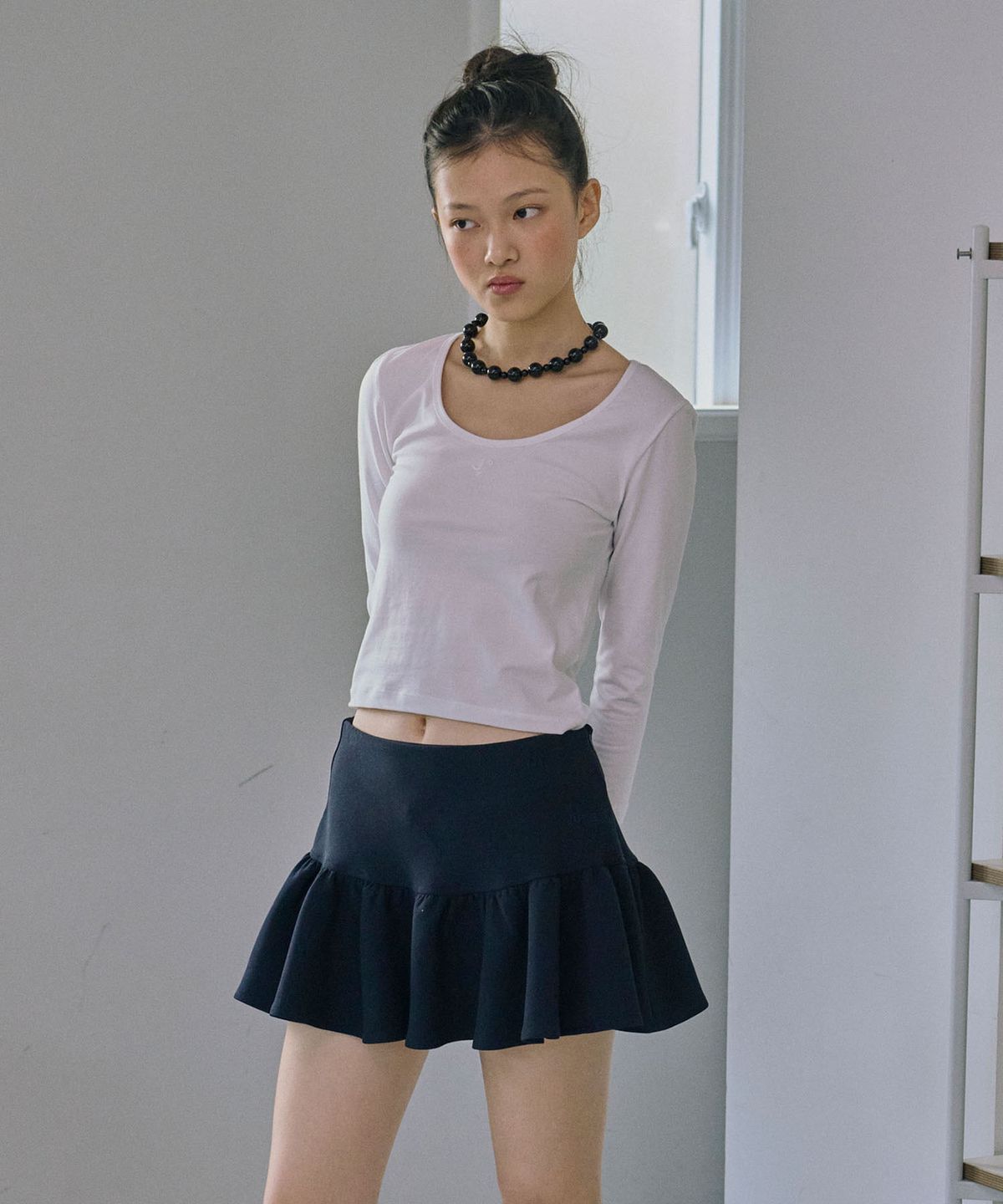 준준스페이스(JUNEJUNE SPACE) Mini Flare Skirt_Navy(미니 플레어 스커트_네이비)
