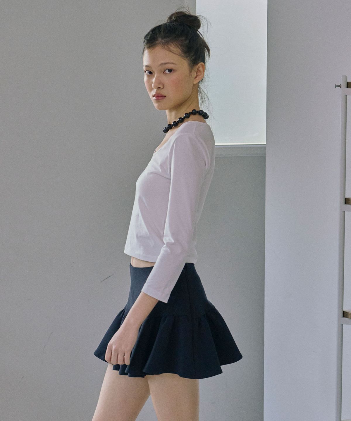 준준스페이스(JUNEJUNE SPACE) Mini Flare Skirt_Navy(미니 플레어 스커트_네이비)
