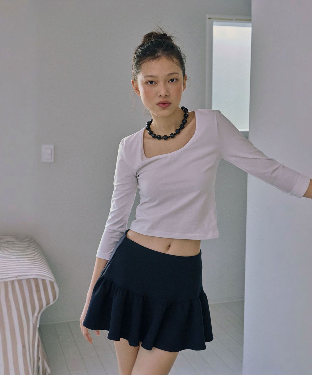 준준스페이스(JUNEJUNE SPACE) Mini Flare Skirt_Navy(미니 플레어 스커트_네이비)