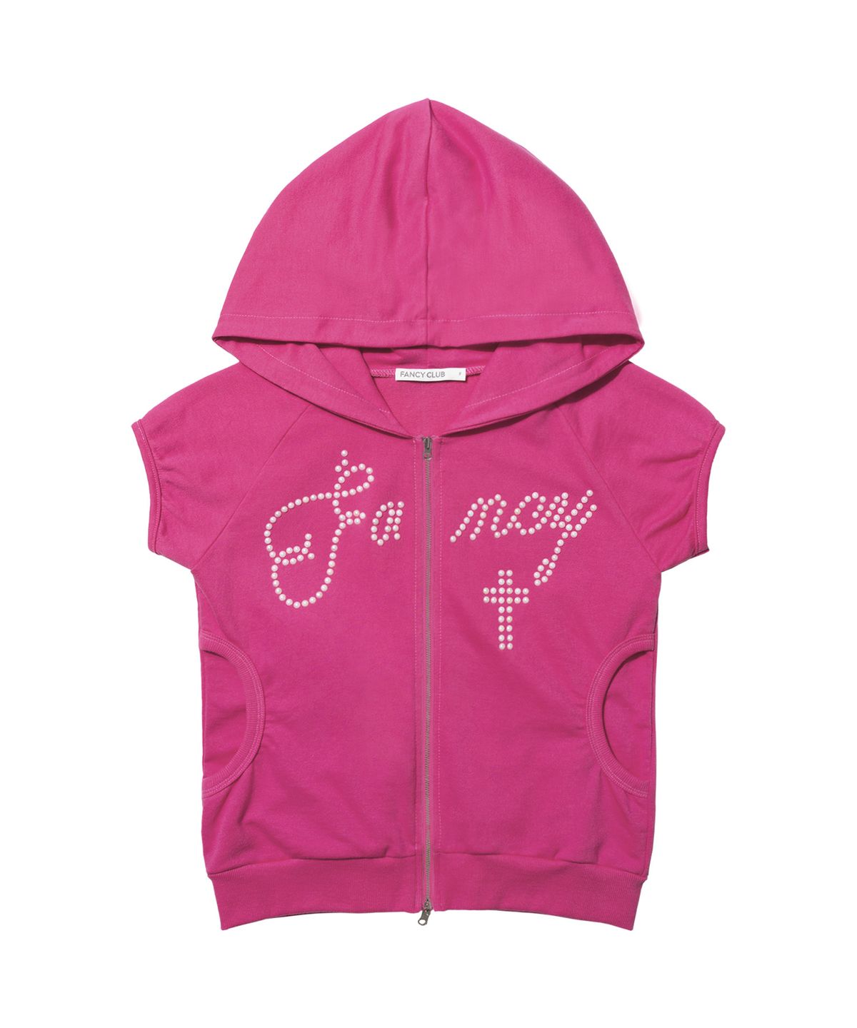 팬시클럽(FANCY CLUB) 핫픽스 퍼프 슬리브 후드 집업 (HOT PINK) F26QB151