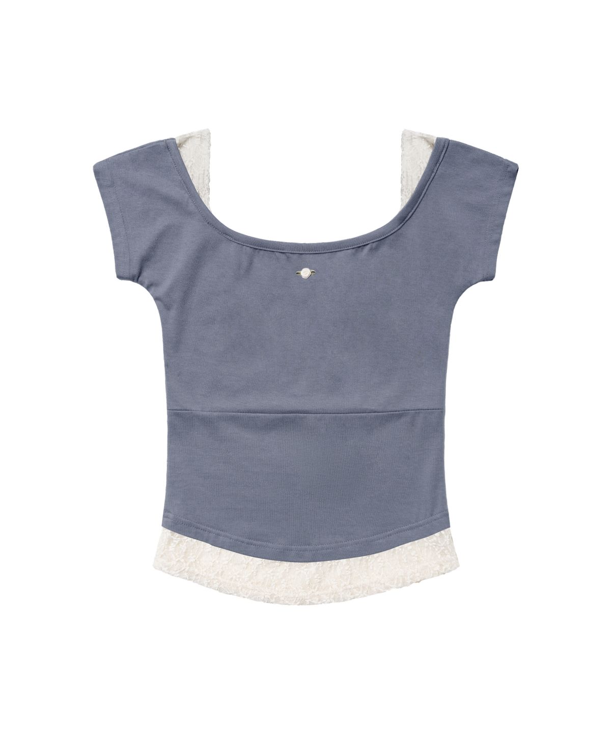 팬시클럽(FANCY CLUB) 레이스 스퀘어 넥 탑 (BLUE GRAY) F26QB142