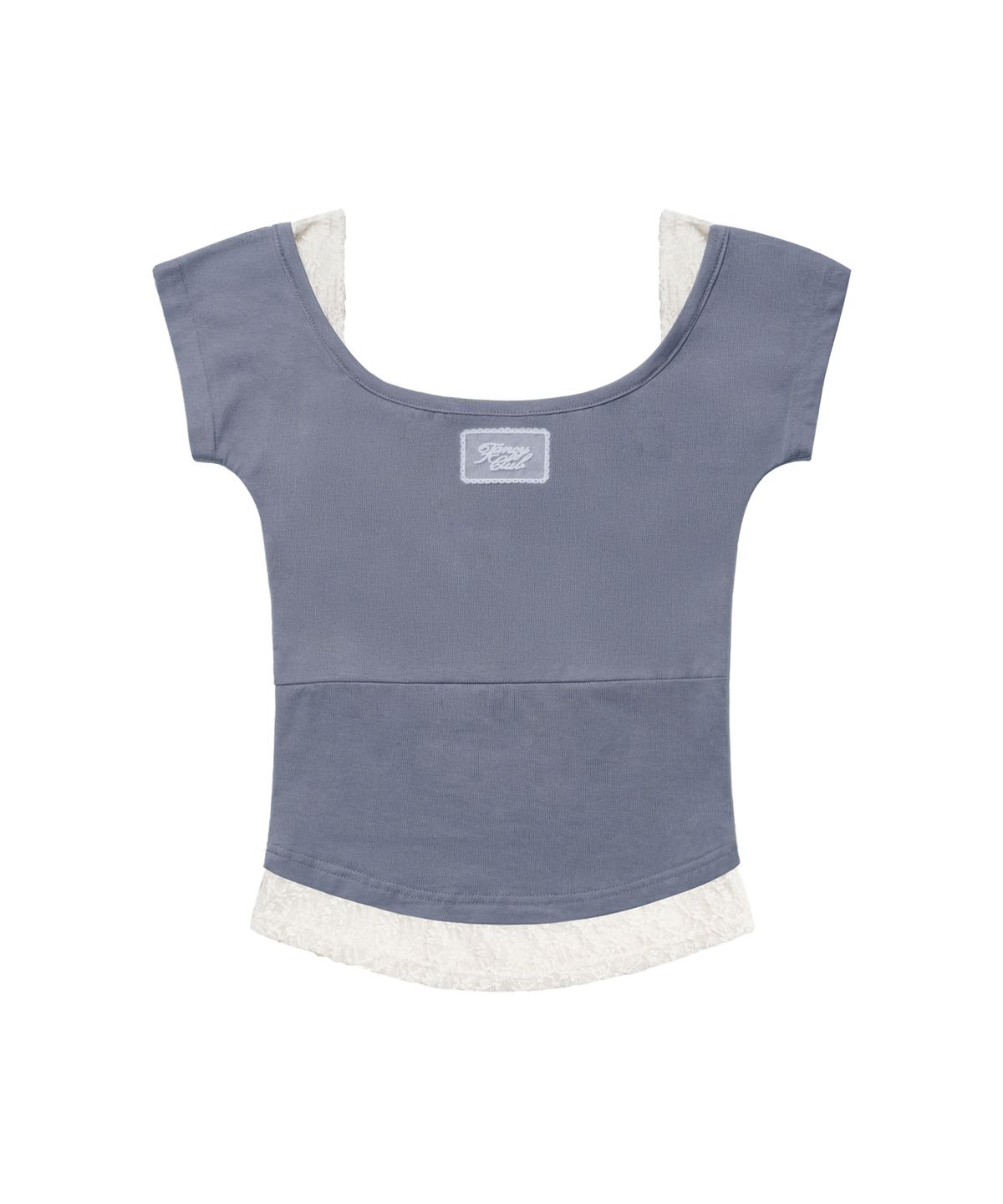 팬시클럽(FANCY CLUB) 레이스 스퀘어 넥 탑 (BLUE GRAY) F26QB142