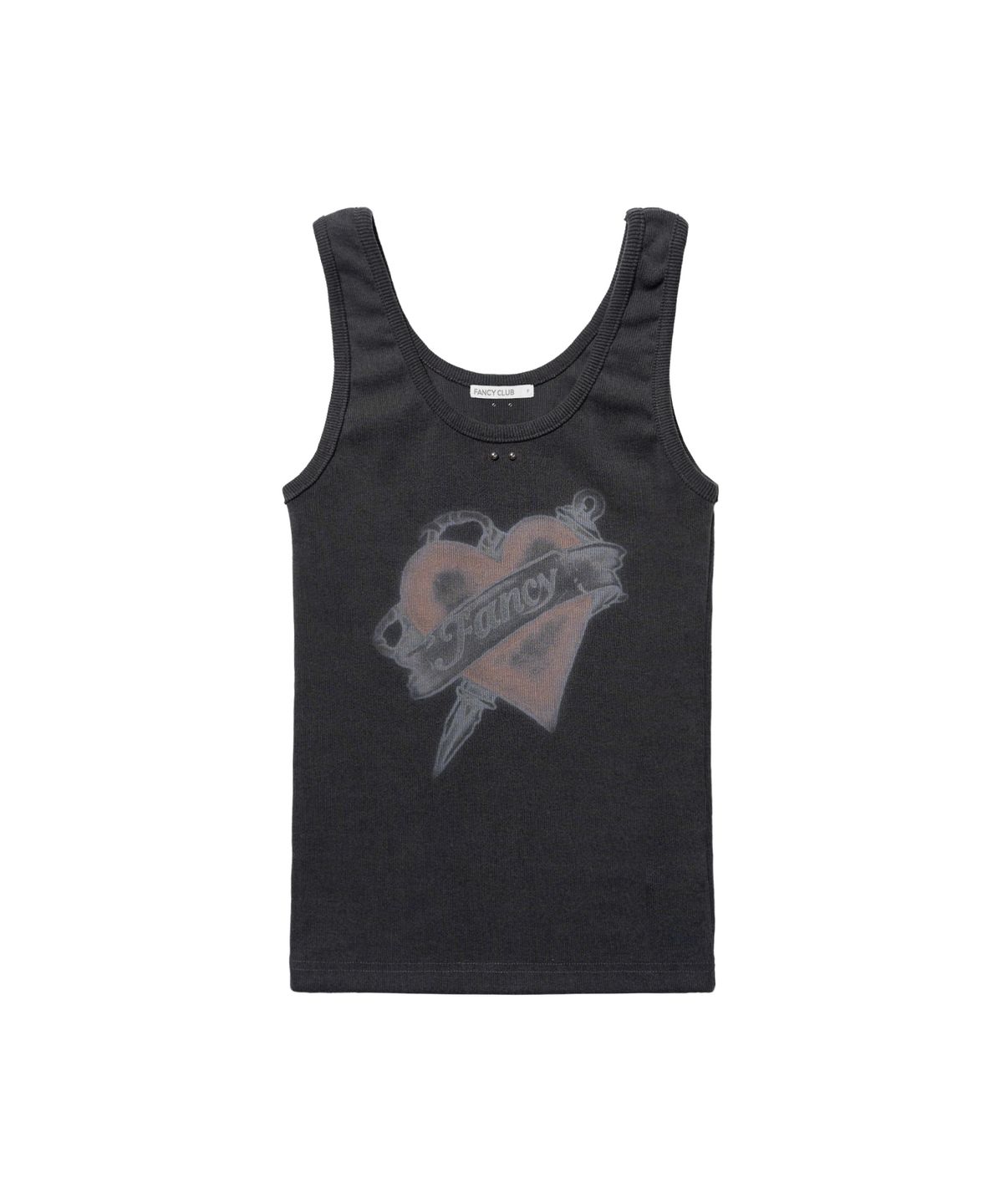 팬시클럽(FANCY CLUB) 워시드 하트 슬리브리스 (GRAY) F26QB122