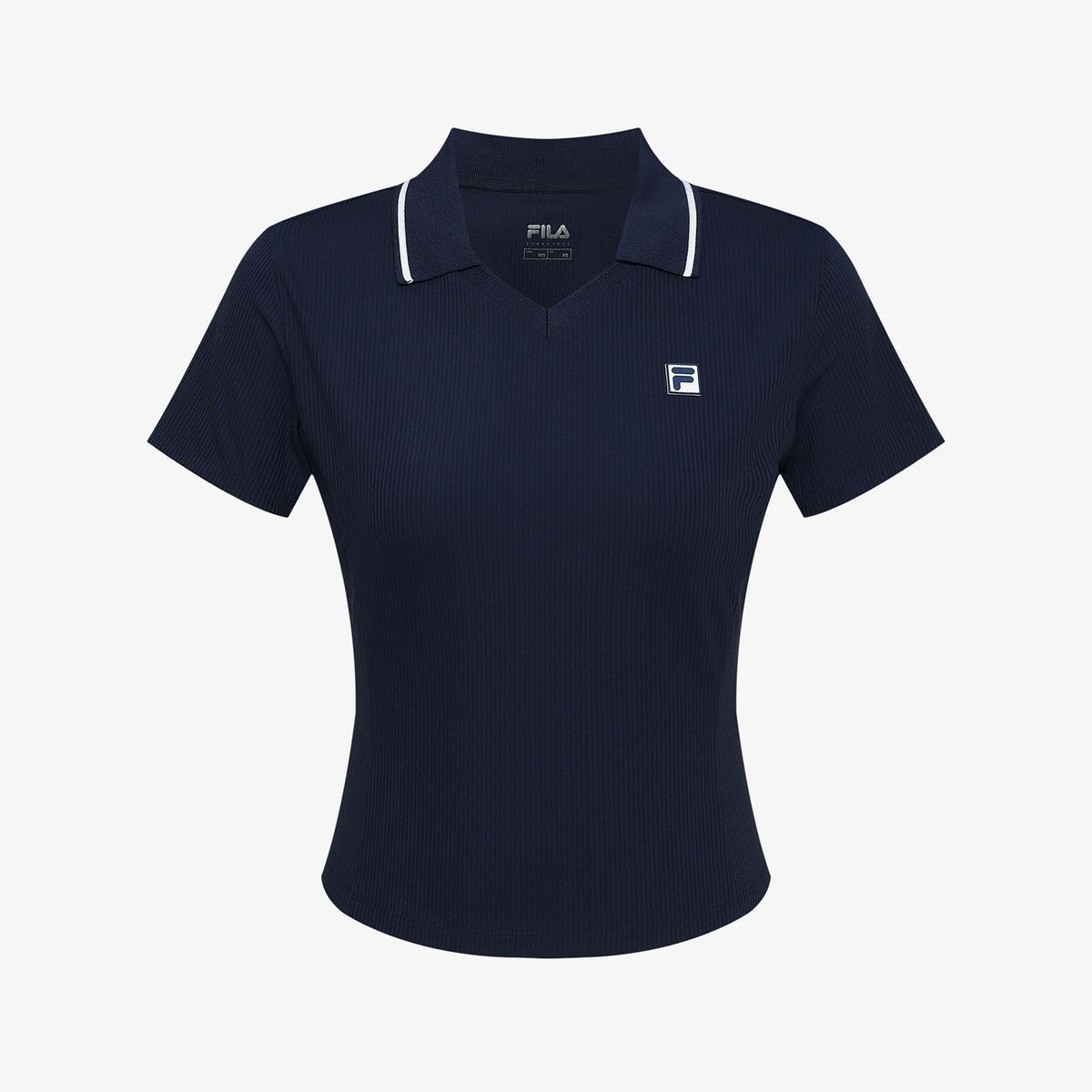 휠라(FILA) 테니스 여성 골지 크롭 카라 반팔티(FS262TS11F001472)