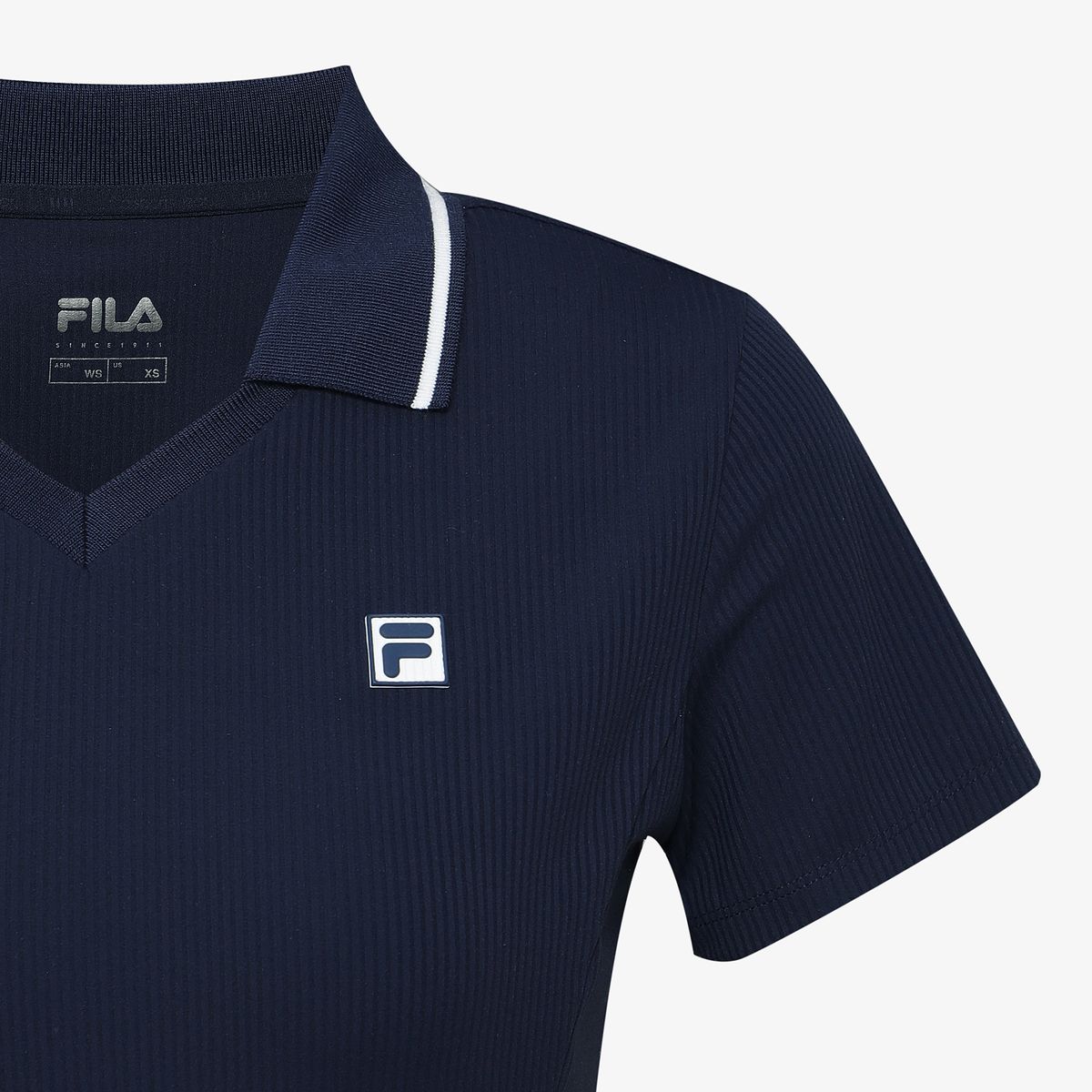 휠라(FILA) 테니스 여성 골지 크롭 카라 반팔티(FS262TS11F001472)