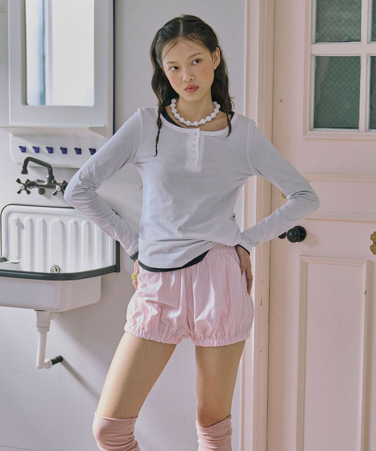 준준스페이스(JUNEJUNE SPACE) Bloomer Shorts_Light Pink(블루머 쇼츠_라이트 핑크)
