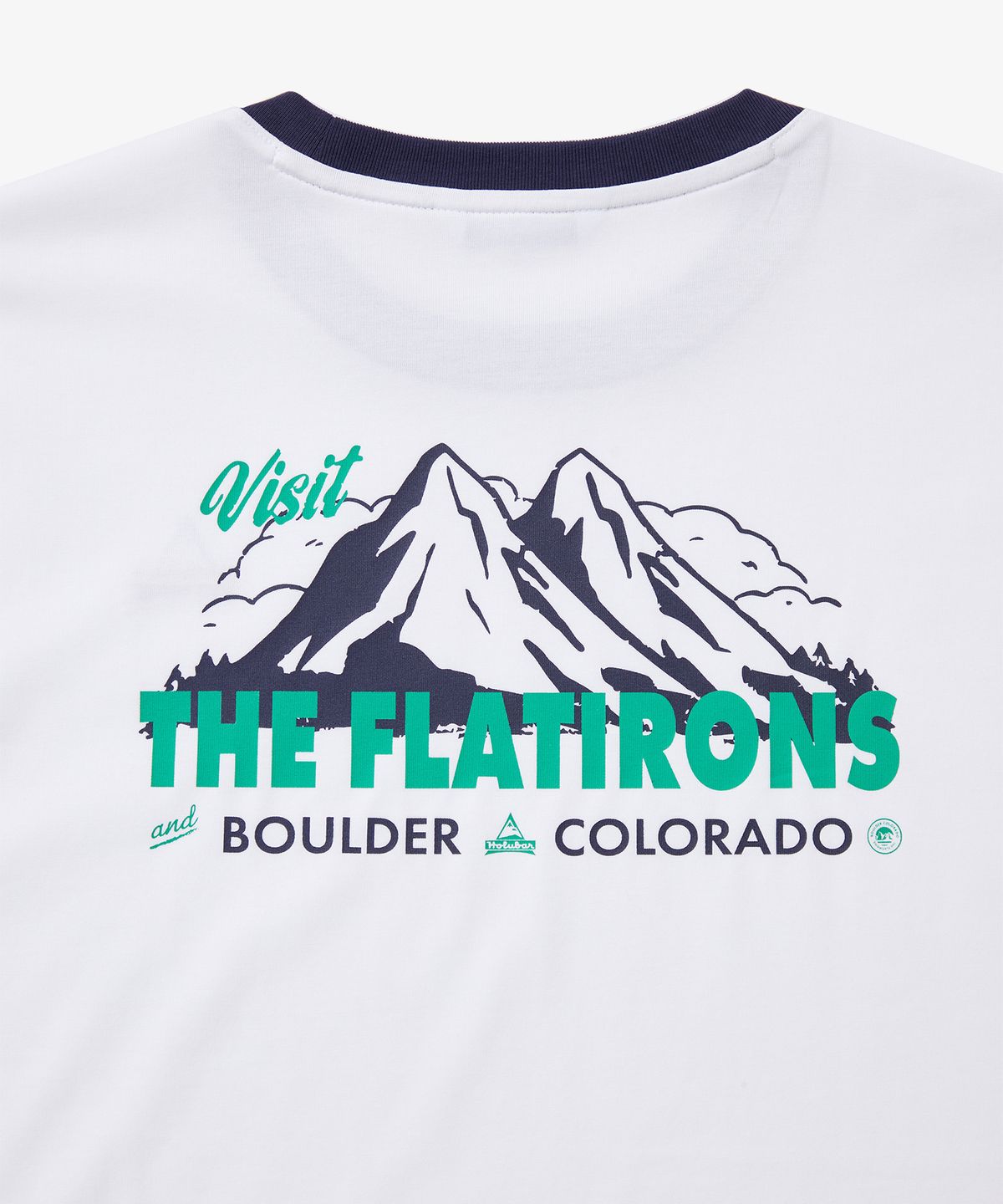 홀루바(HOLUBAR) Rib Neck Graphic T-Shirt White