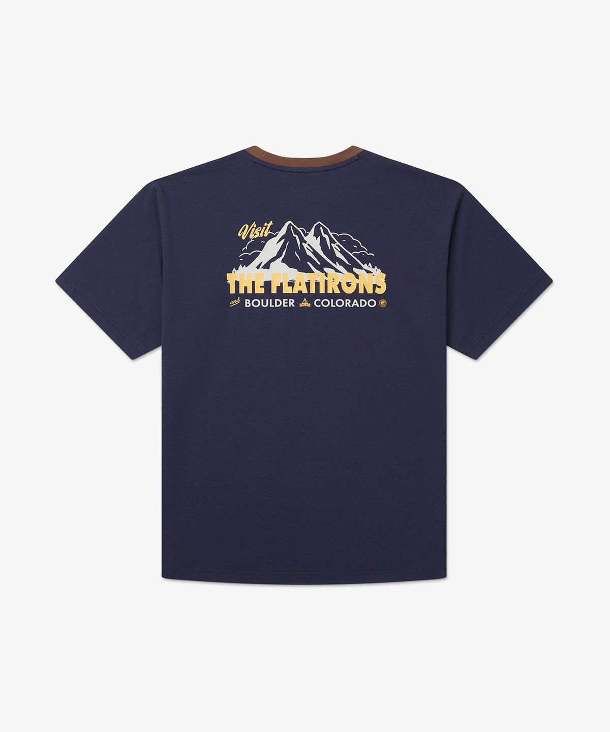 홀루바(HOLUBAR) Rib Neck Graphic T-Shirt Navy