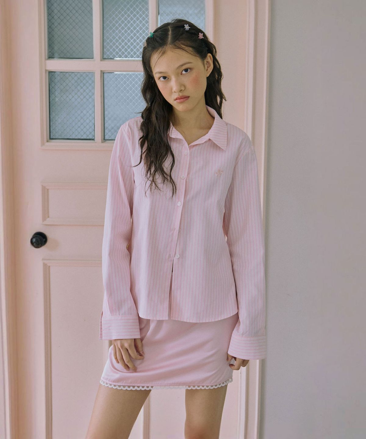 준준스페이스(JUNEJUNE SPACE) Fitted Shirts_Light Pink(피티드 셔츠_라이트핑크)