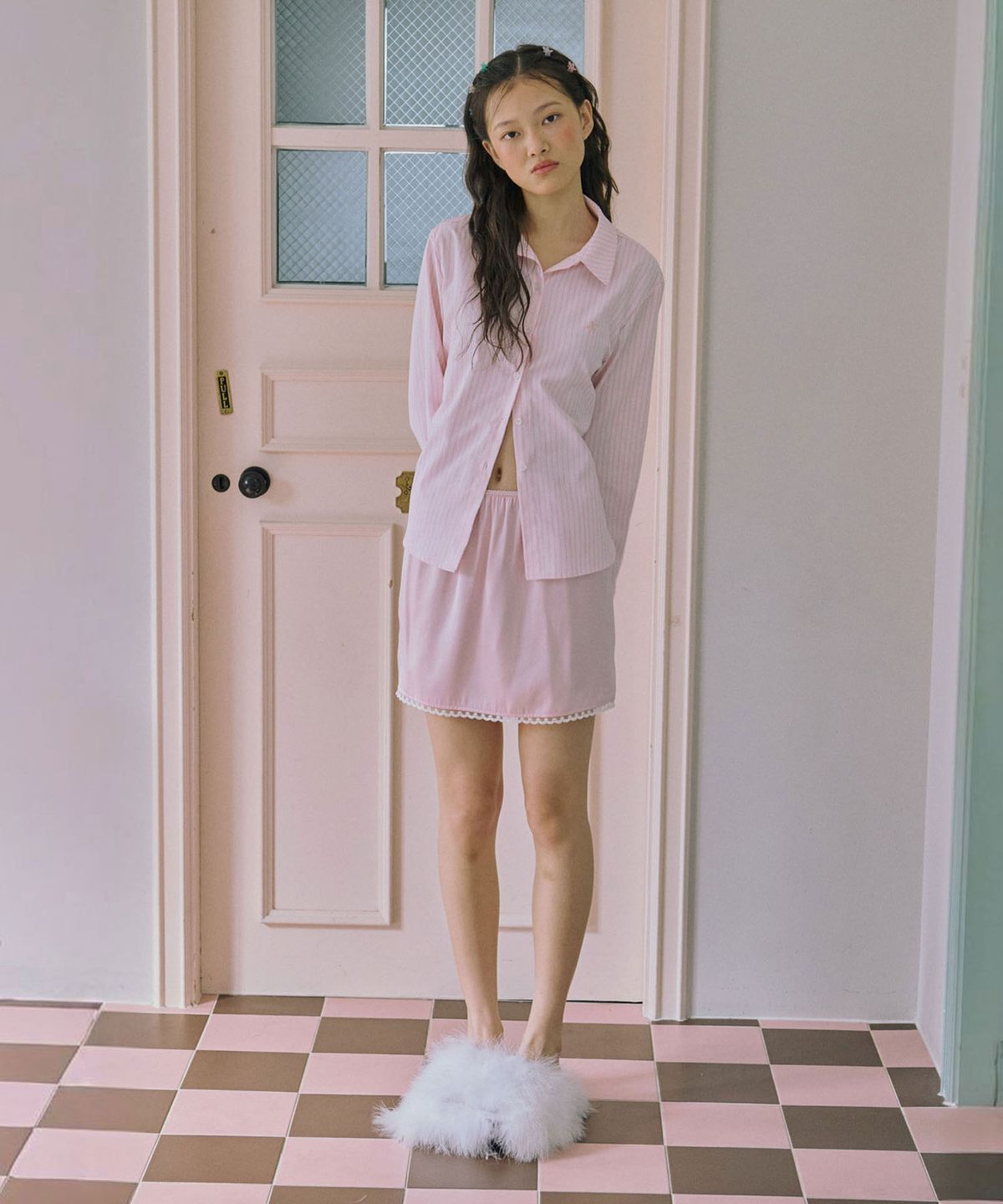 준준스페이스(JUNEJUNE SPACE) Fitted Shirts_Light Pink(피티드 셔츠_라이트핑크)