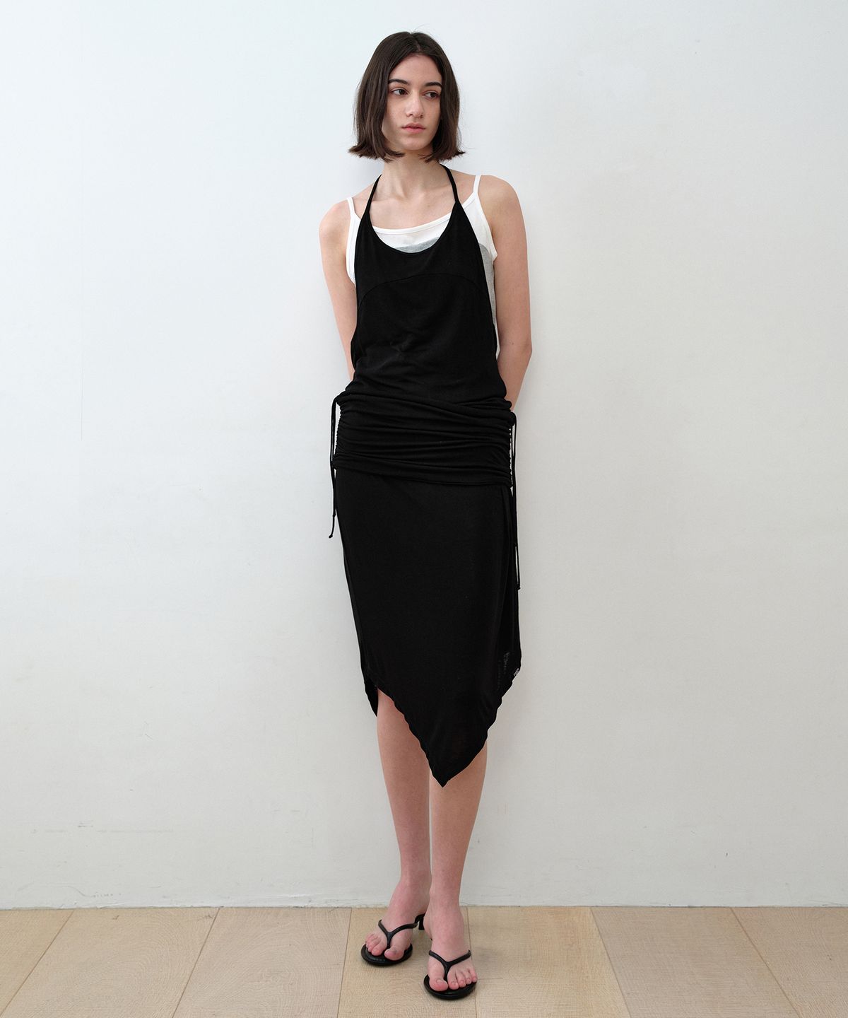 시메트릭 퍼센트(SYMMETRICPERCENT) Two-Way Shirring Jersey Dress / Black