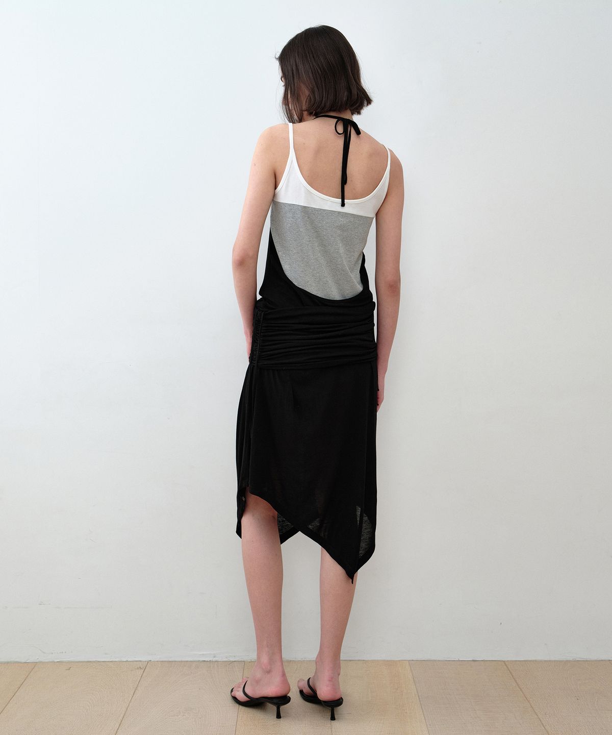 시메트릭 퍼센트(SYMMETRICPERCENT) Two-Way Shirring Jersey Dress / Black