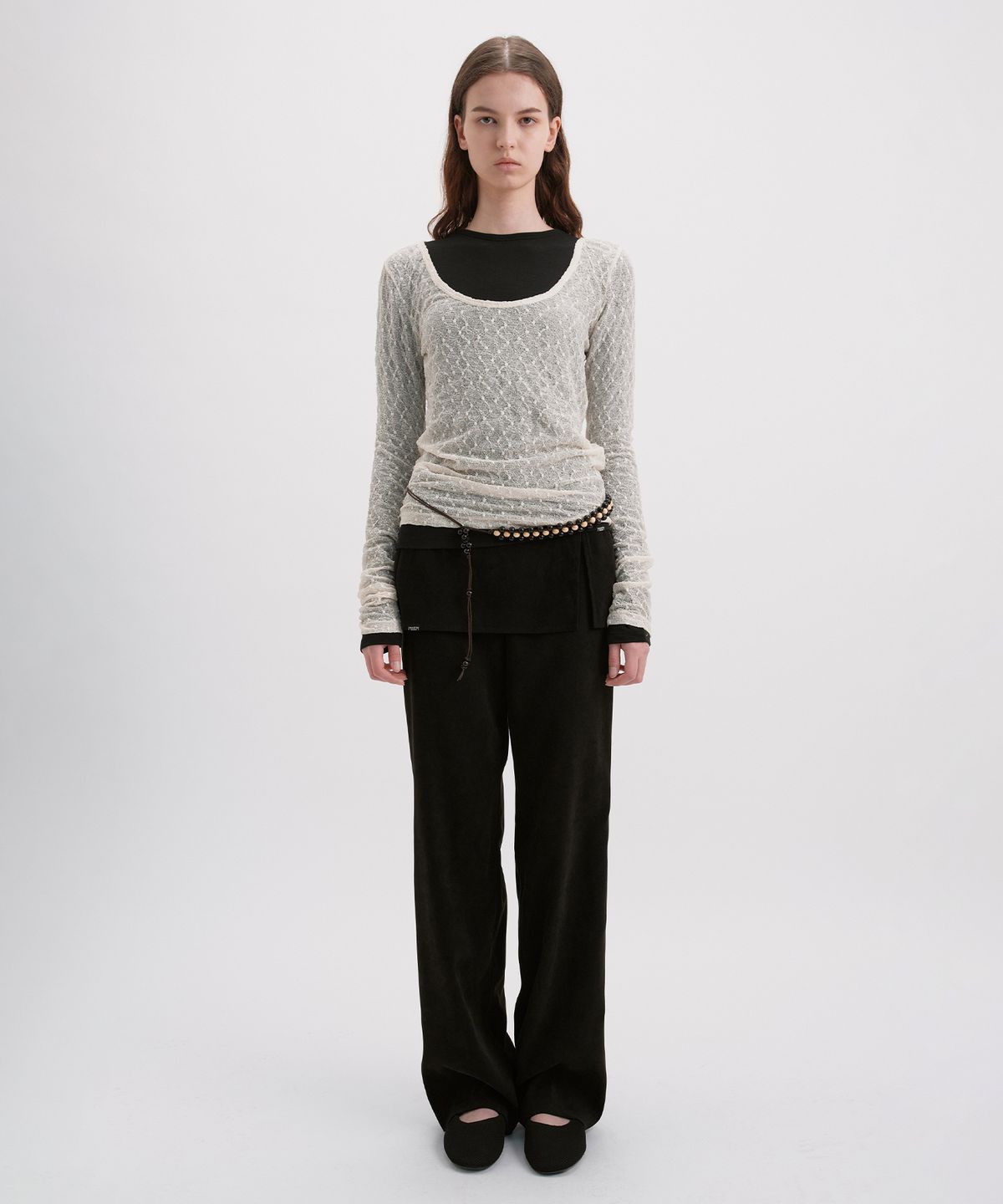 시메트릭 퍼센트(SYMMETRICPERCENT) Lace Two-Way Top / Ivory