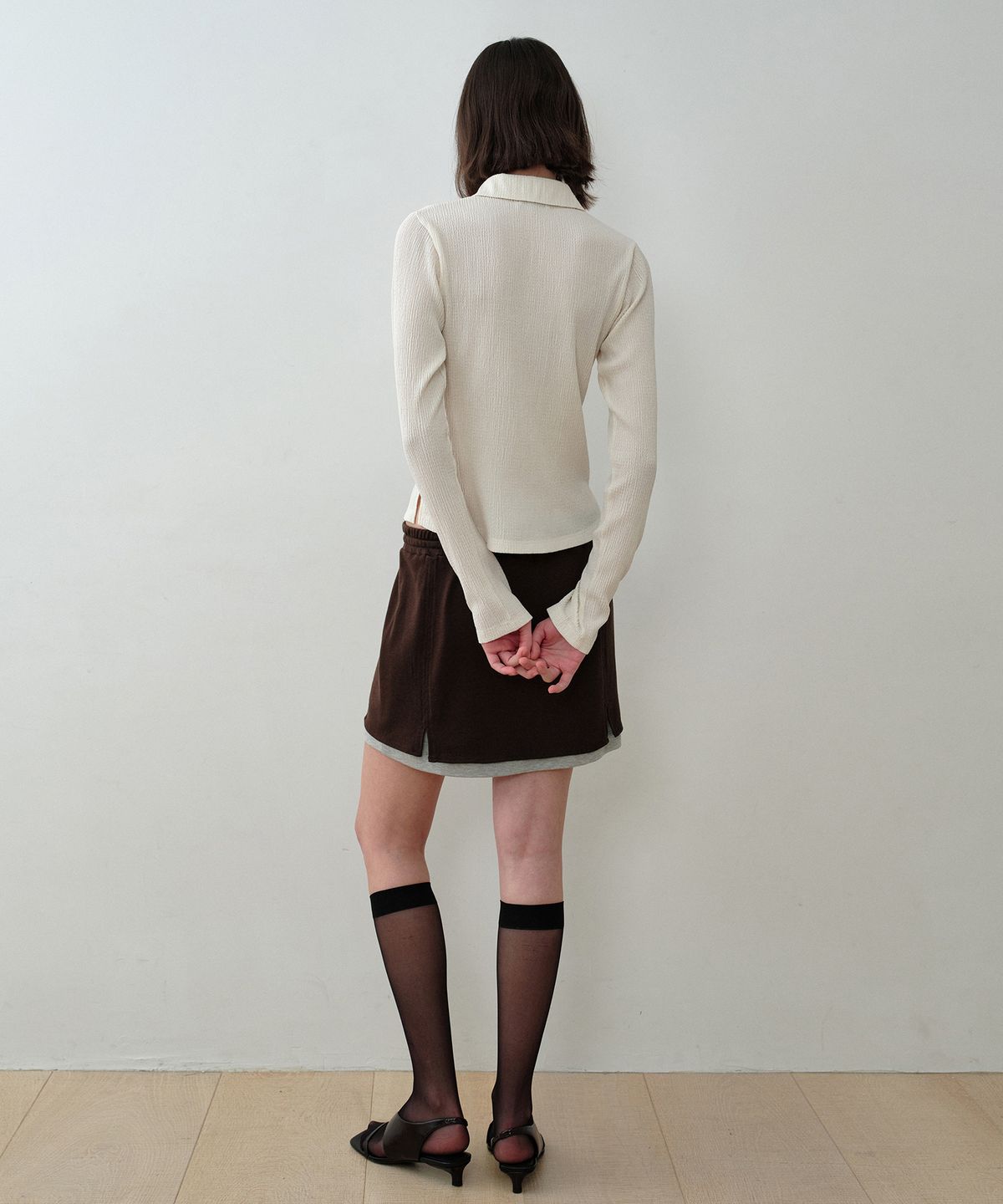 시메트릭 퍼센트(SYMMETRICPERCENT) Textured Button Shirt / Ivory
