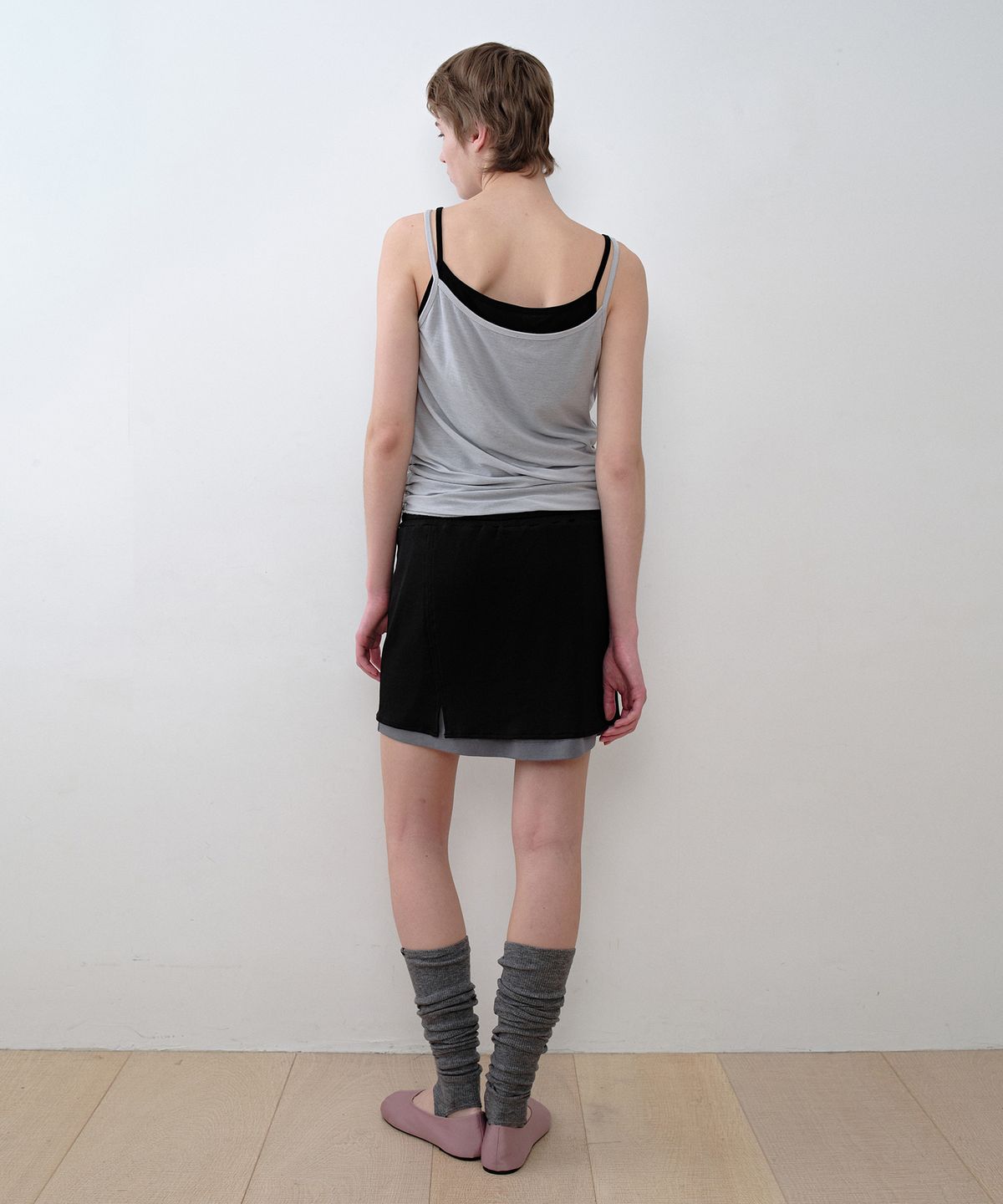 시메트릭 퍼센트(SYMMETRICPERCENT) Knitlike Layered Mini Skirt / Black