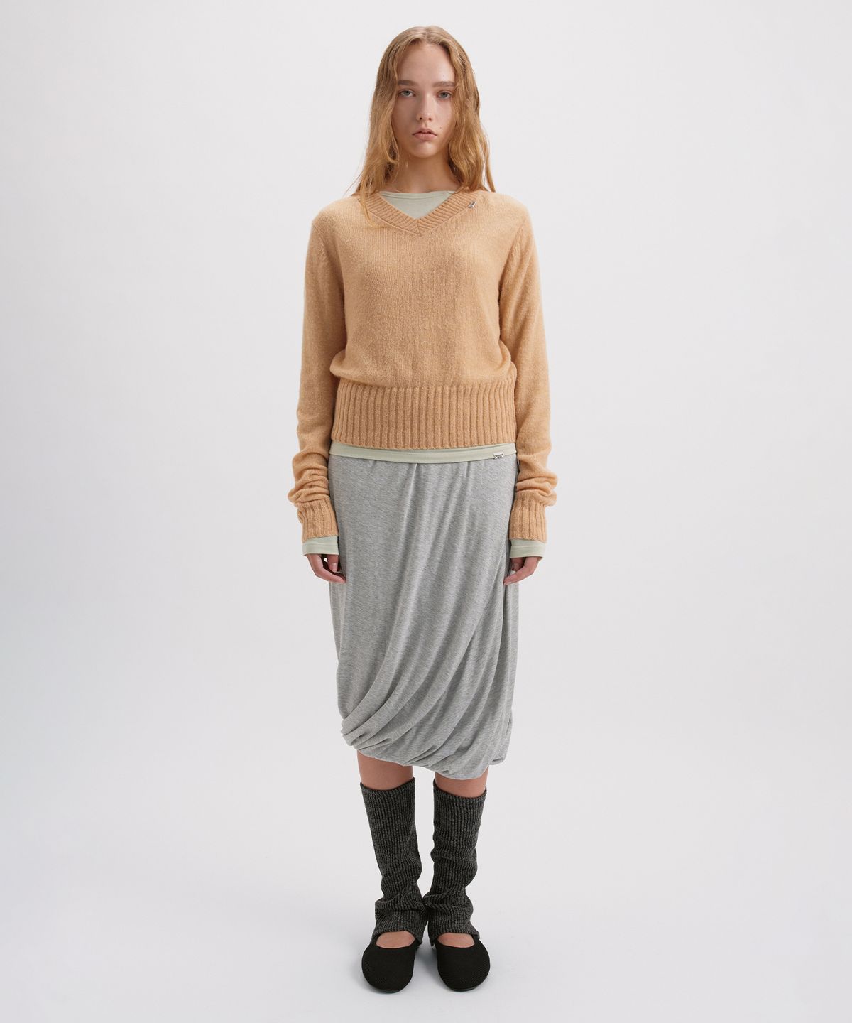 시메트릭 퍼센트(SYMMETRICPERCENT) Diagonal Balloon Skirt / Melange Grey