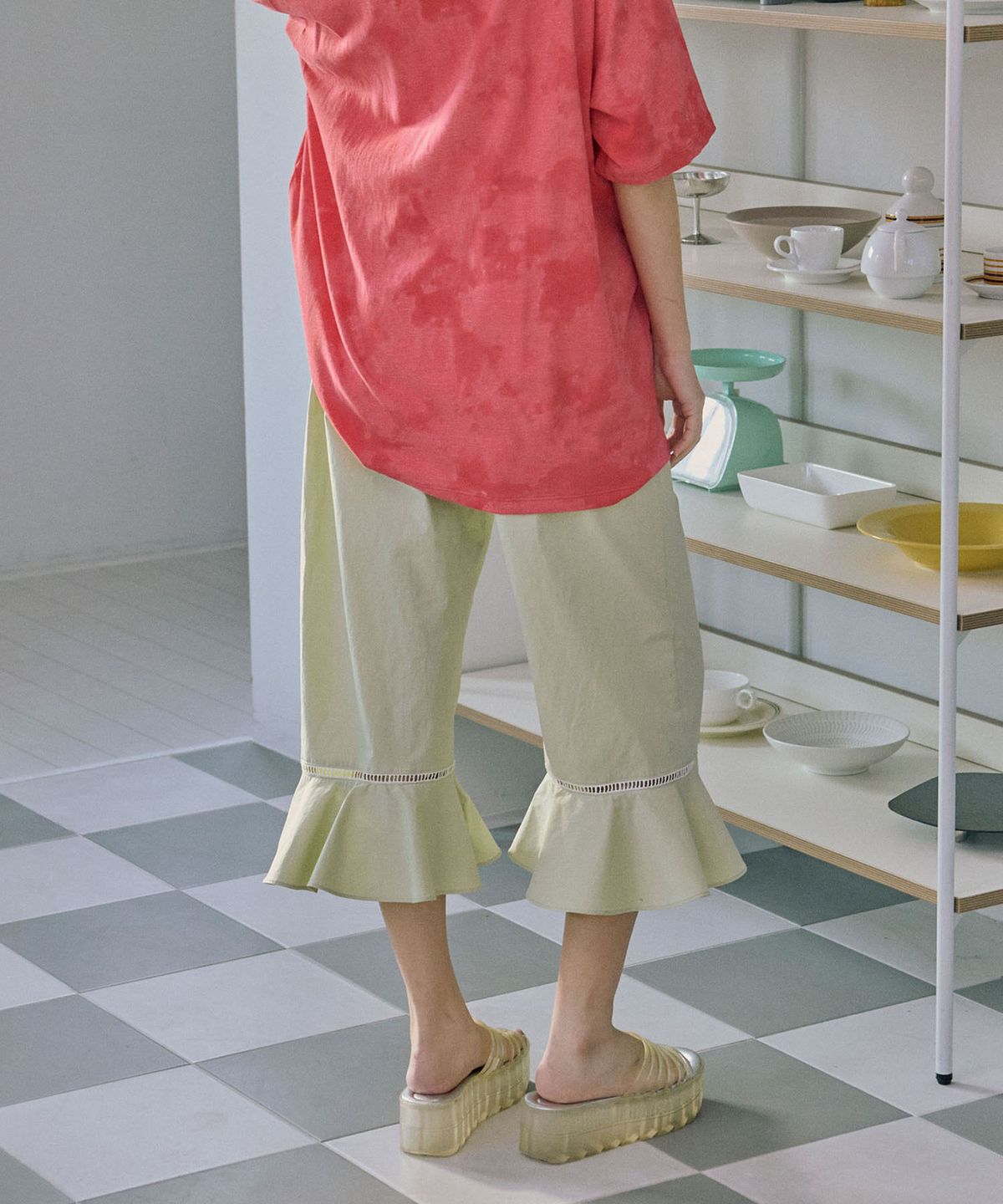 준준스페이스(JUNEJUNE SPACE) Bloom Frill Pants_Light Green(블룸 프릴 팬츠_라이트그린)