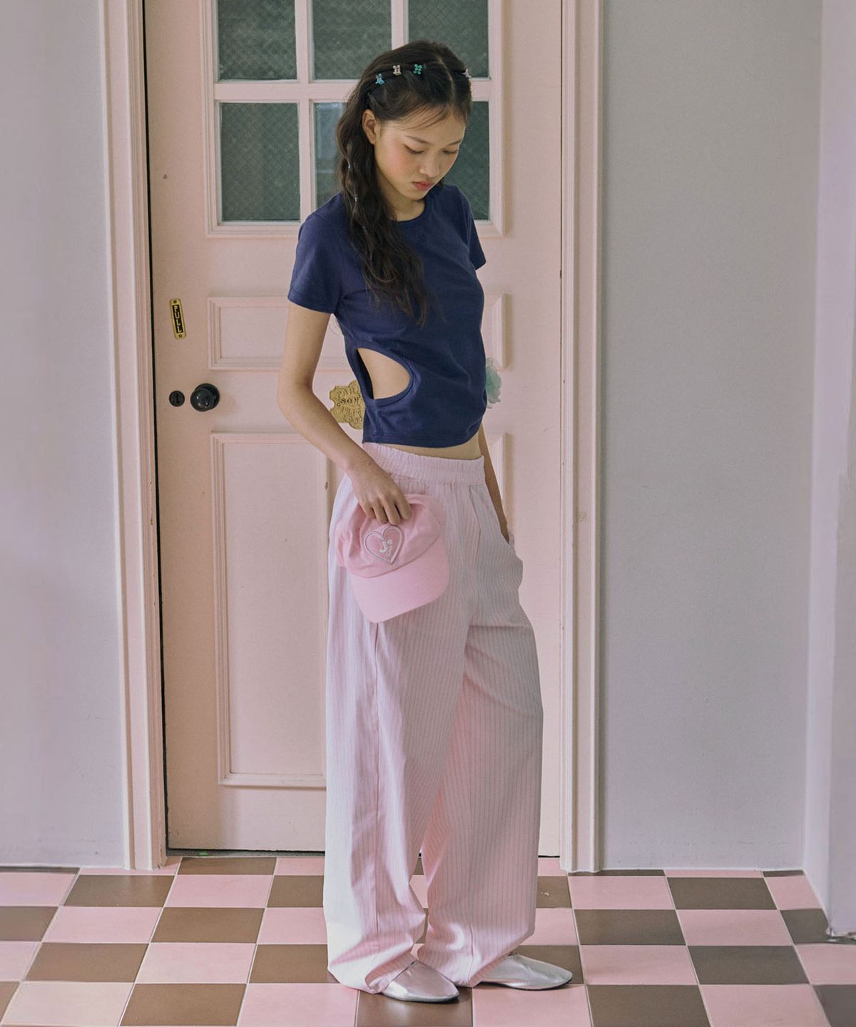 준준스페이스(JUNEJUNE SPACE) Stripe Pajama Pants_Light Pink(스트라이프 파자마 바지_라이트핑크)