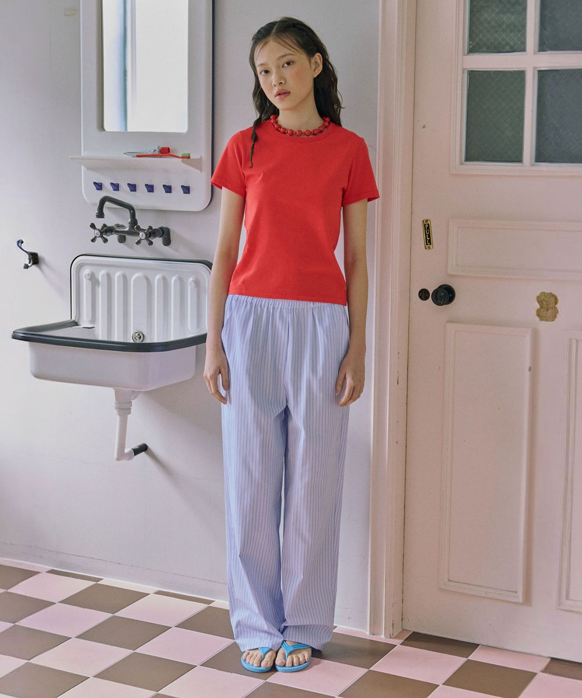준준스페이스(JUNEJUNE SPACE) Stripe Pajama Pants_Blue(스트라이프 파자마 바지_블루)