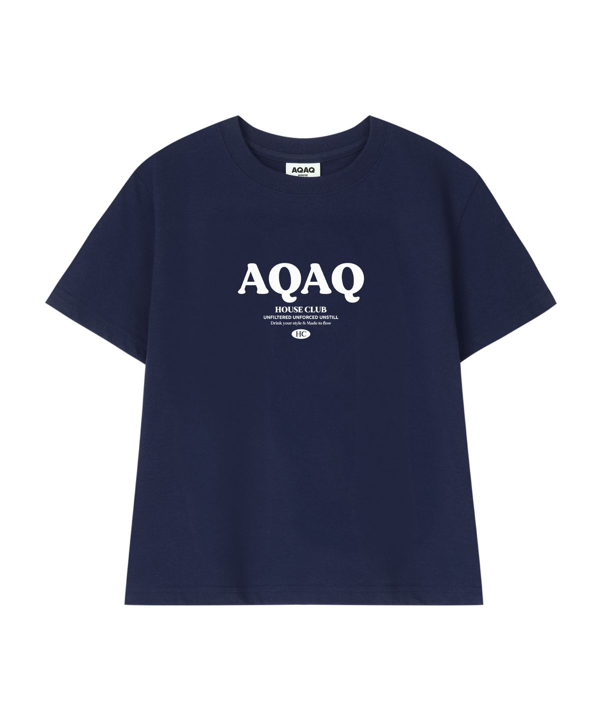 에이큐 에이큐 하우스 클럽(AQAQ HOUSE CLUB) 베이직 로고 티셔츠 [네이비]