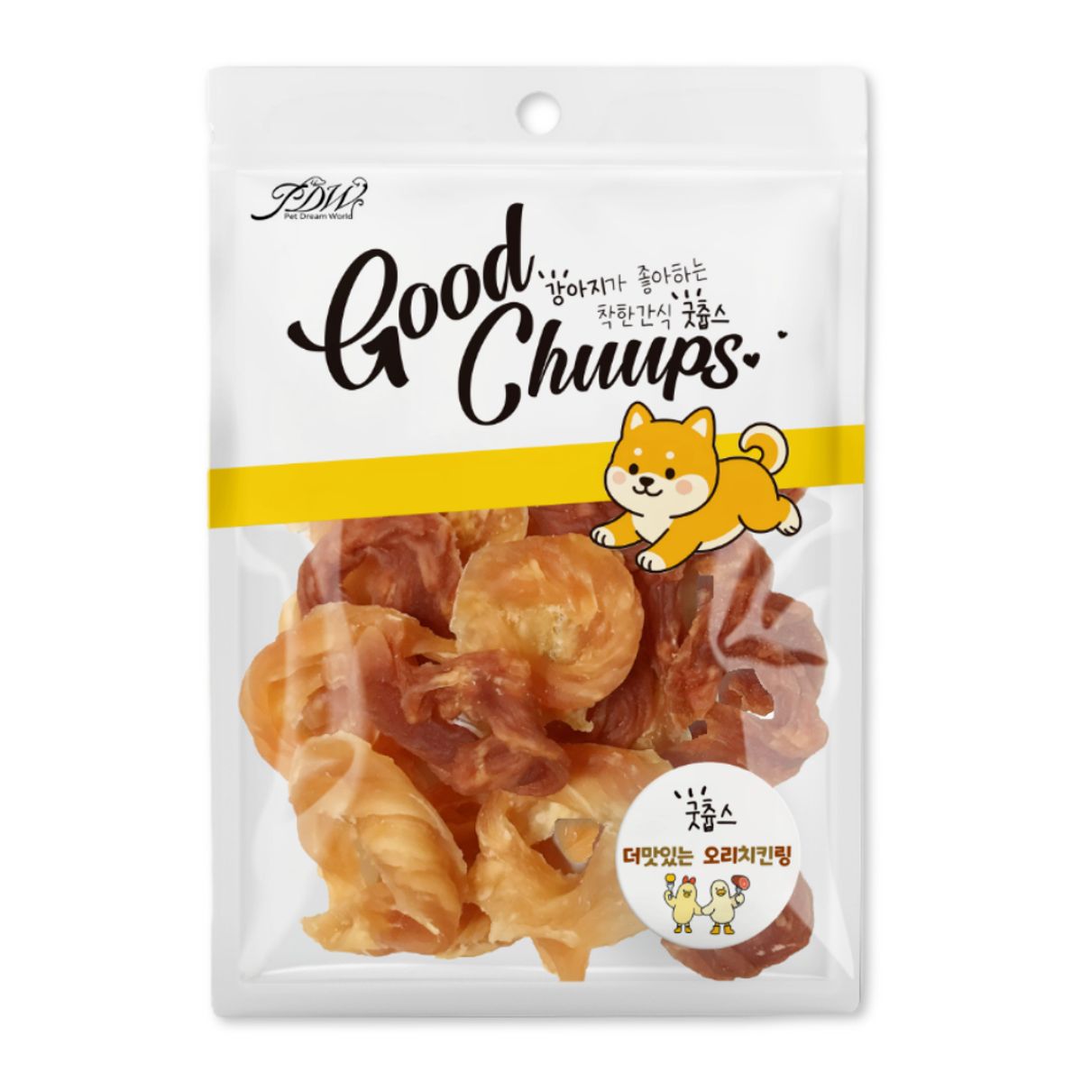 애니포트(ANYPORT) 굿츕스 강아지간식 더맛있는 치킨링 오리링 160g x 2개입