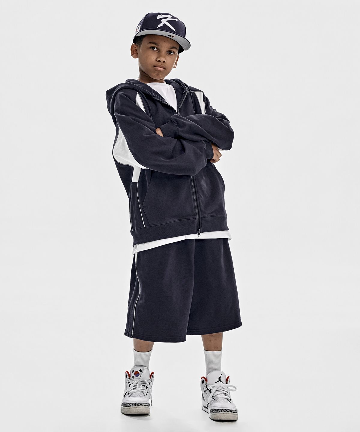 테이크이지 키즈(TAKEASY KIDS) 스카치 하프 스웻팬츠 (다크네이비)