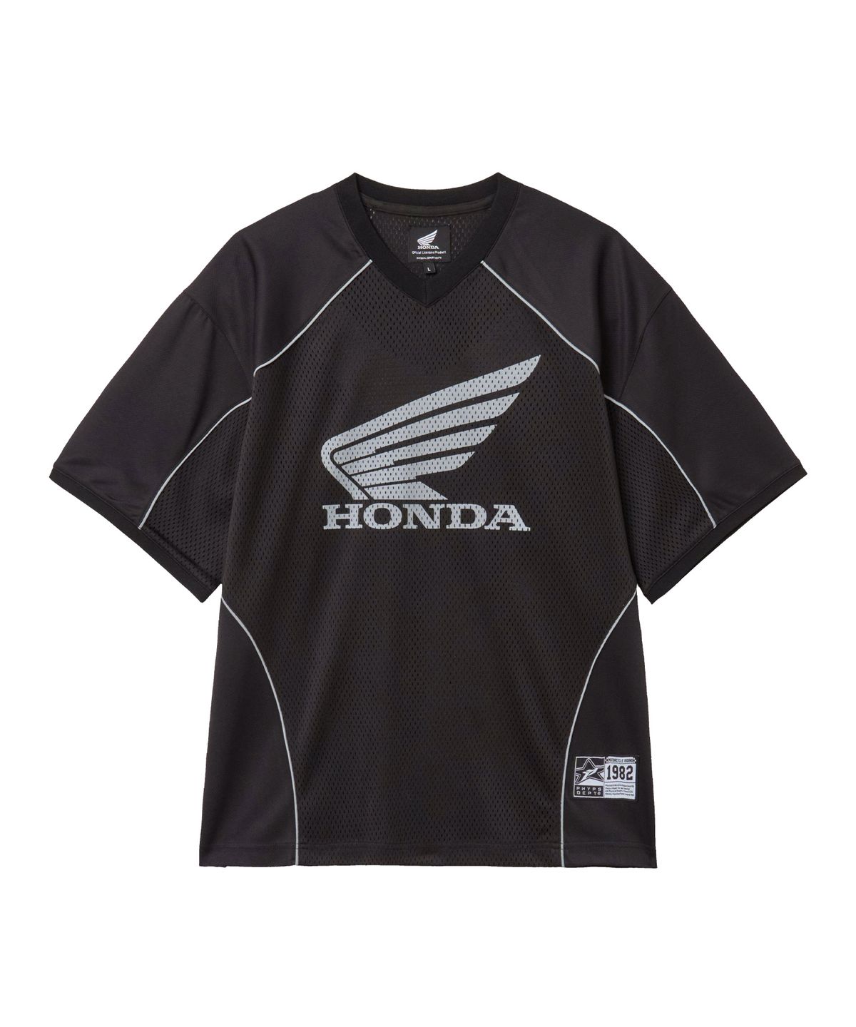 핍스 모터사이클(PHYPS MOTORCYCLE) Mesh Piping Block Motorcycle Short Sleeve Black