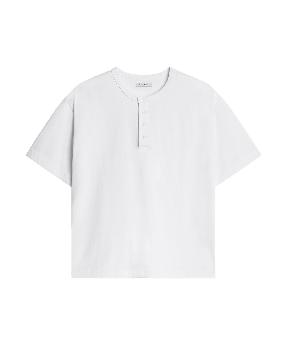 유니온스튜디오(UNIONSTUDIO) 로그 헨리넥 크롭 반팔티 ( 3Color )