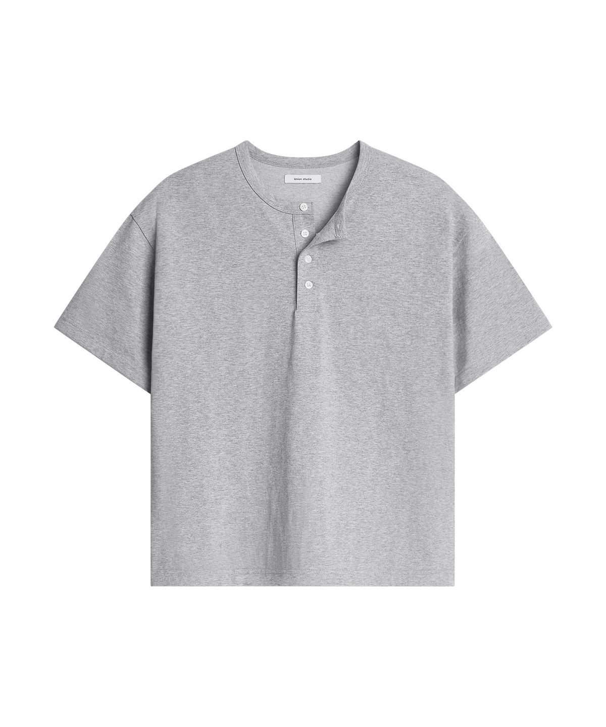 유니온스튜디오(UNIONSTUDIO) 로그 헨리넥 크롭 반팔티 ( 3Color )