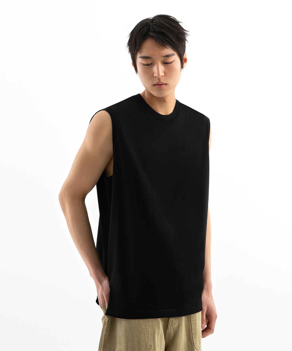 유니온스튜디오(UNIONSTUDIO) 로그 레이어드 슬리브리스 ( 3Color )