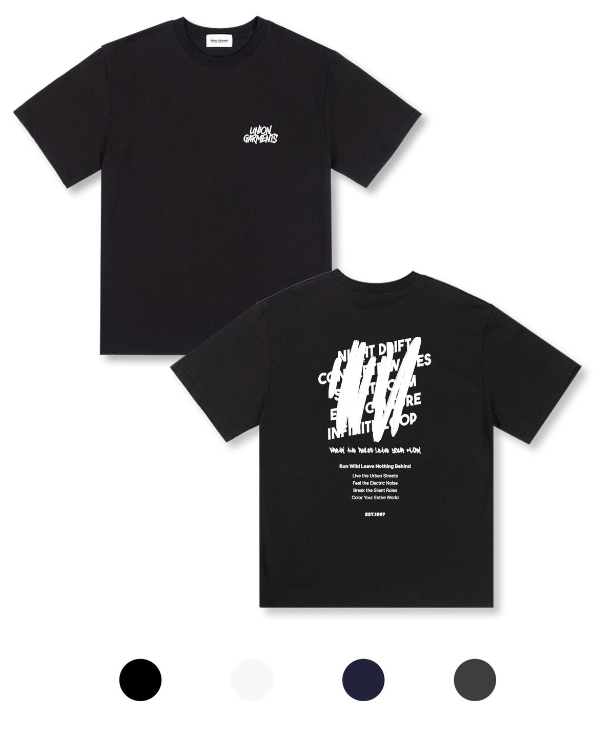유니온가먼츠(UNION GARMENTS) 런와일드 오버핏 반팔 티셔츠 4COLOR