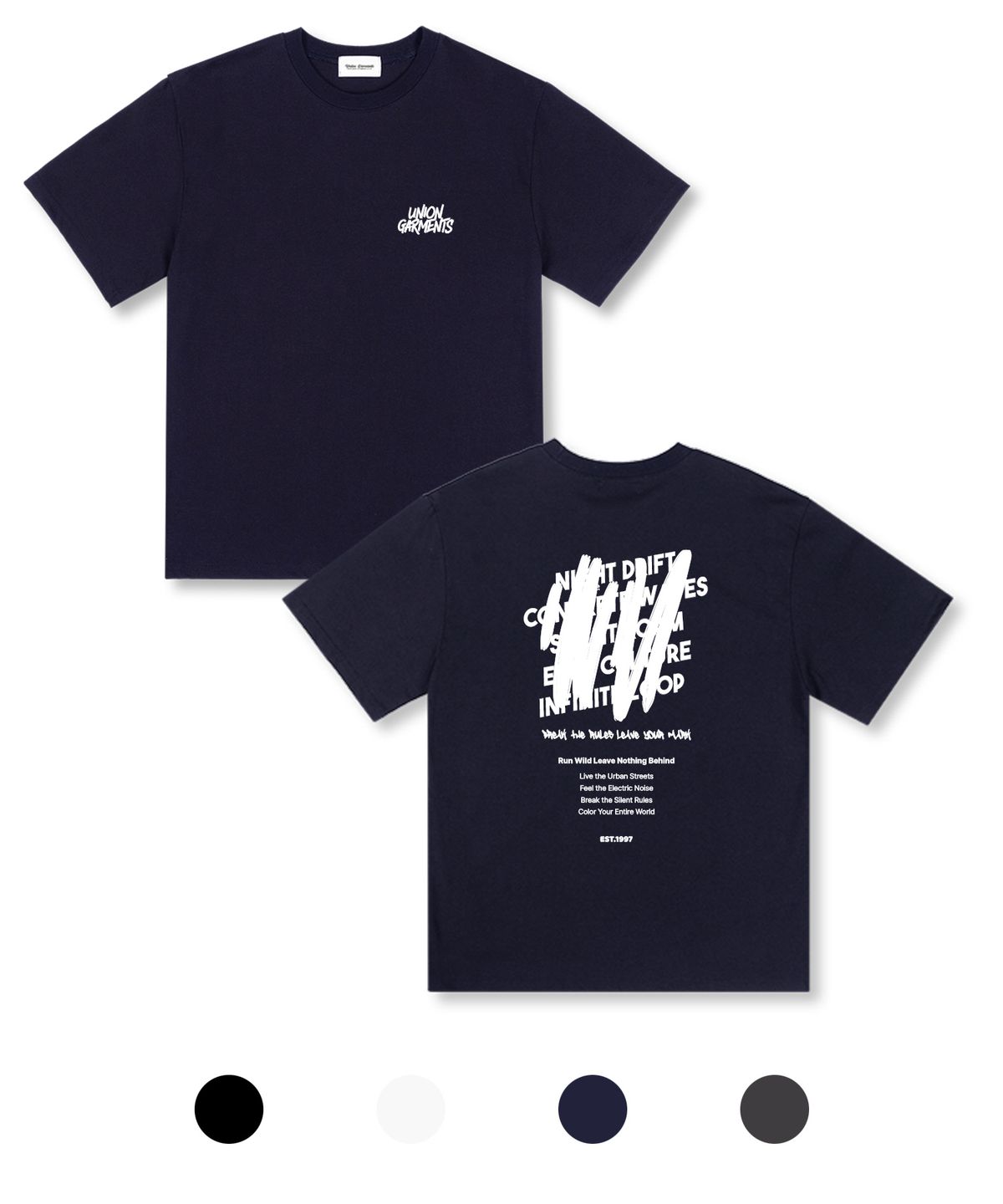 유니온가먼츠(UNION GARMENTS) 런와일드 오버핏 반팔 티셔츠 4COLOR