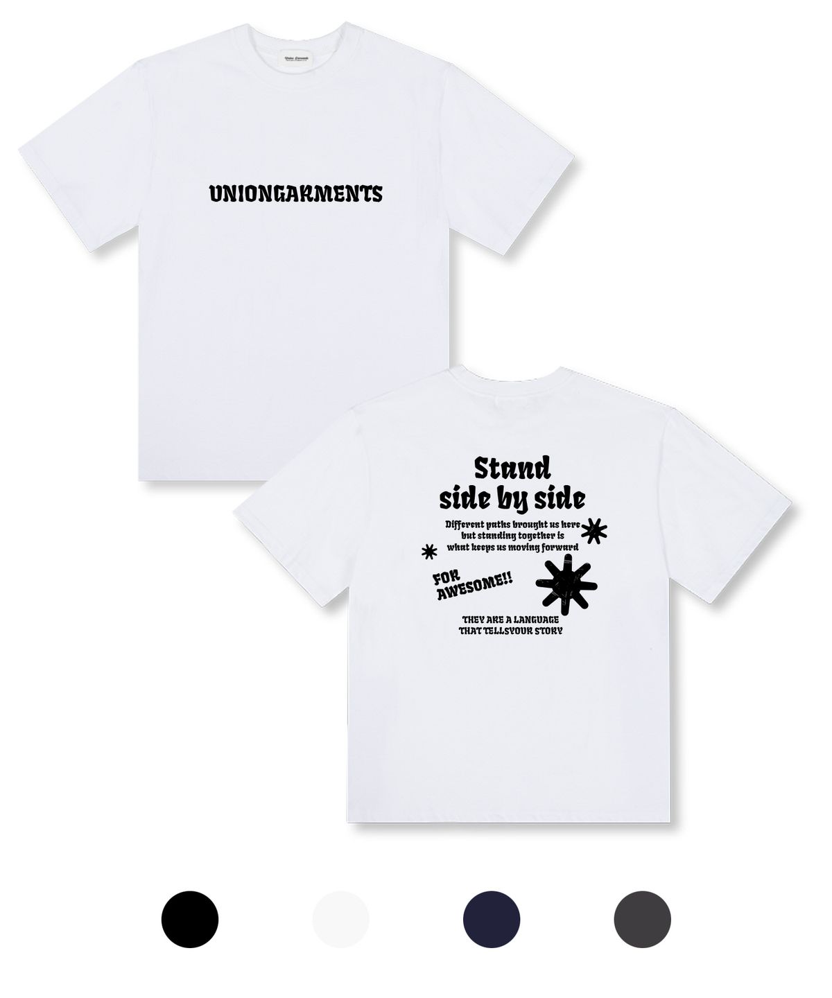 유니온가먼츠(UNION GARMENTS) 바이사이드 오버핏 반팔 티셔츠 4COLOR