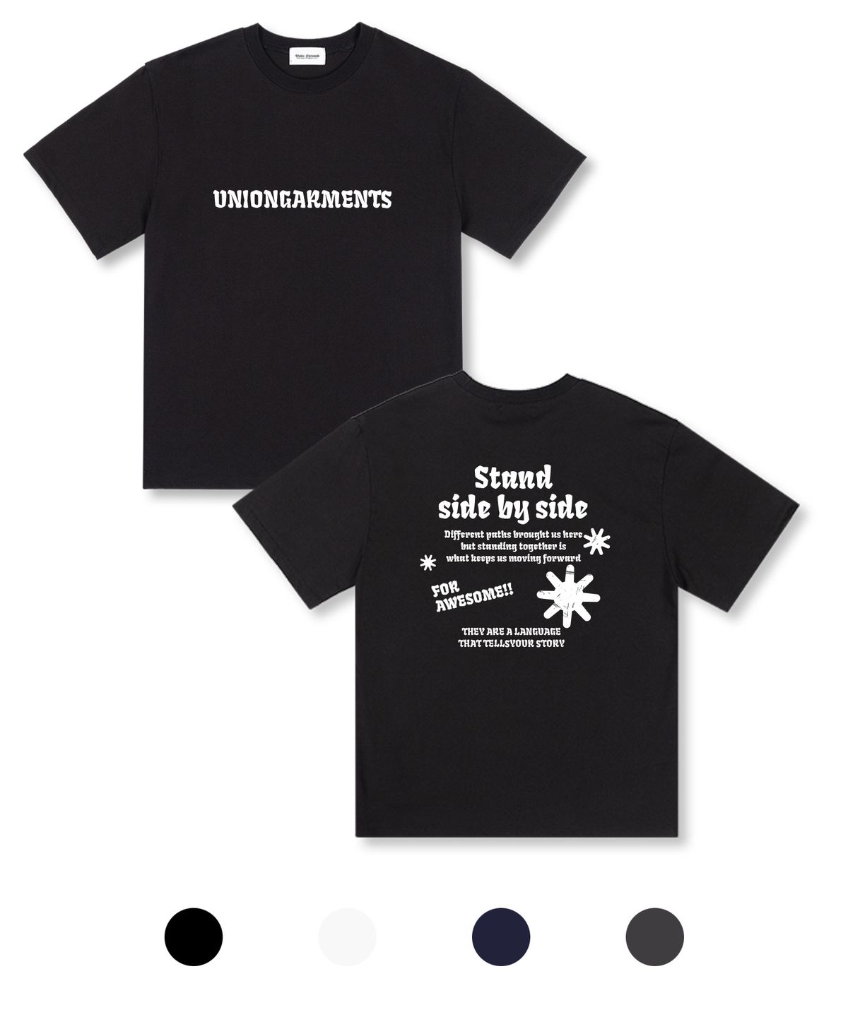 유니온가먼츠(UNION GARMENTS) 바이사이드 오버핏 반팔 티셔츠 4COLOR