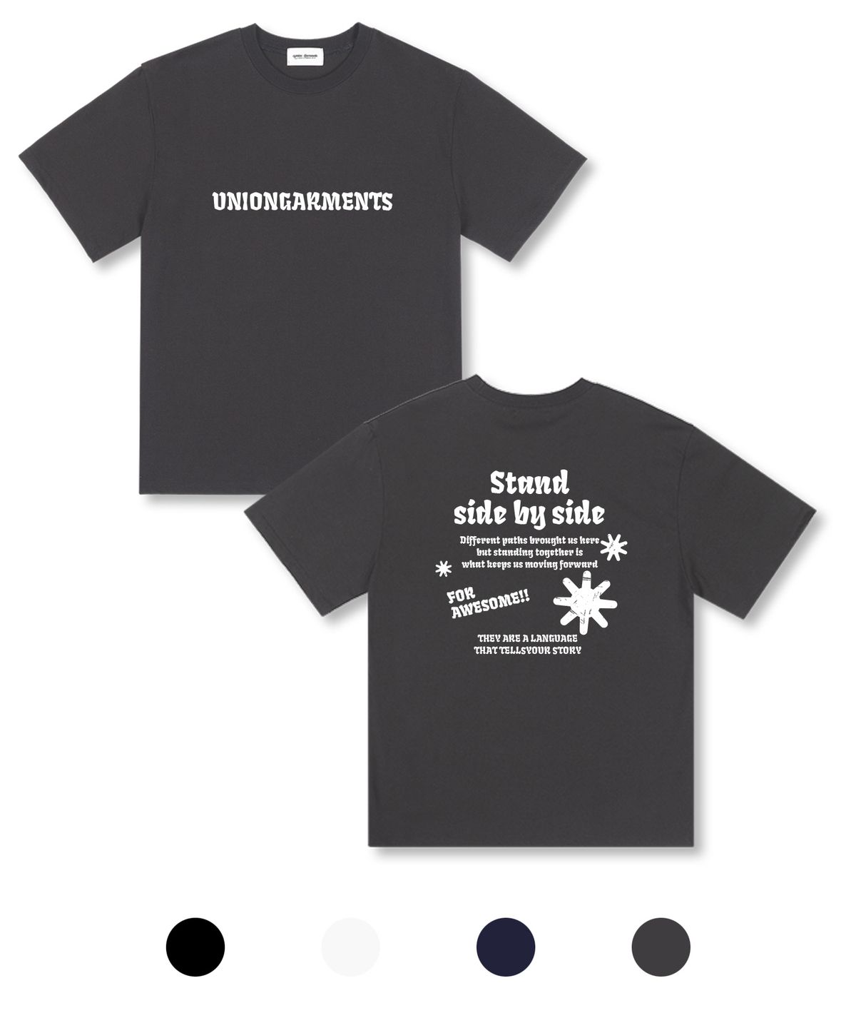 유니온가먼츠(UNION GARMENTS) 바이사이드 오버핏 반팔 티셔츠 4COLOR