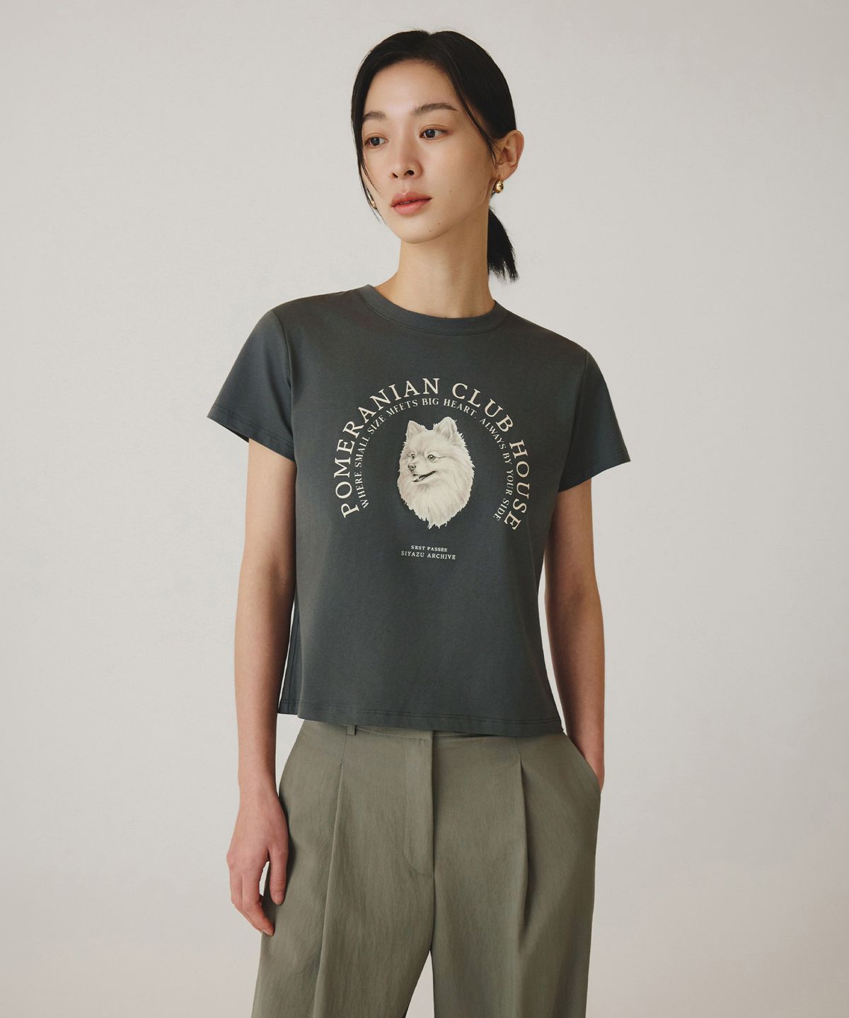 시야쥬(SIYAZU) SITP5265 포메라니안 반팔 티셔츠_Charcoal