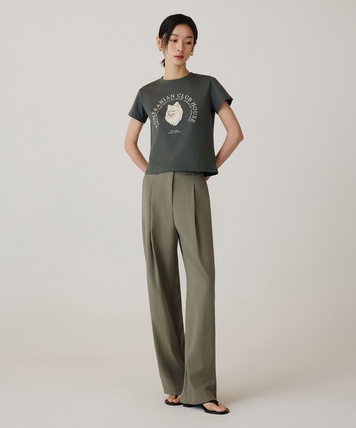 시야쥬(SIYAZU) SITP5265 포메라니안 반팔 티셔츠_Charcoal