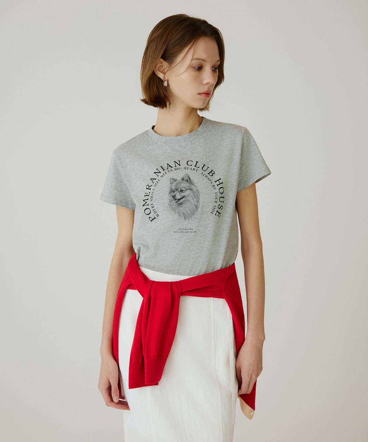 시야쥬(SIYAZU) SITP5265 포메라니안 반팔 티셔츠_Melange gray