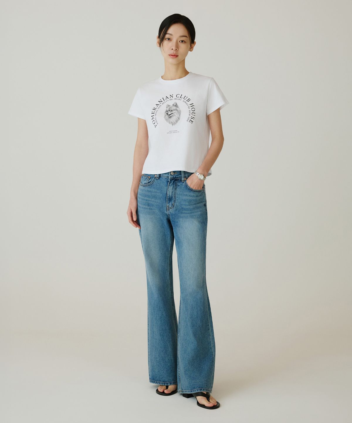 시야쥬(SIYAZU) SITP5265 포메라니안 반팔 티셔츠_White