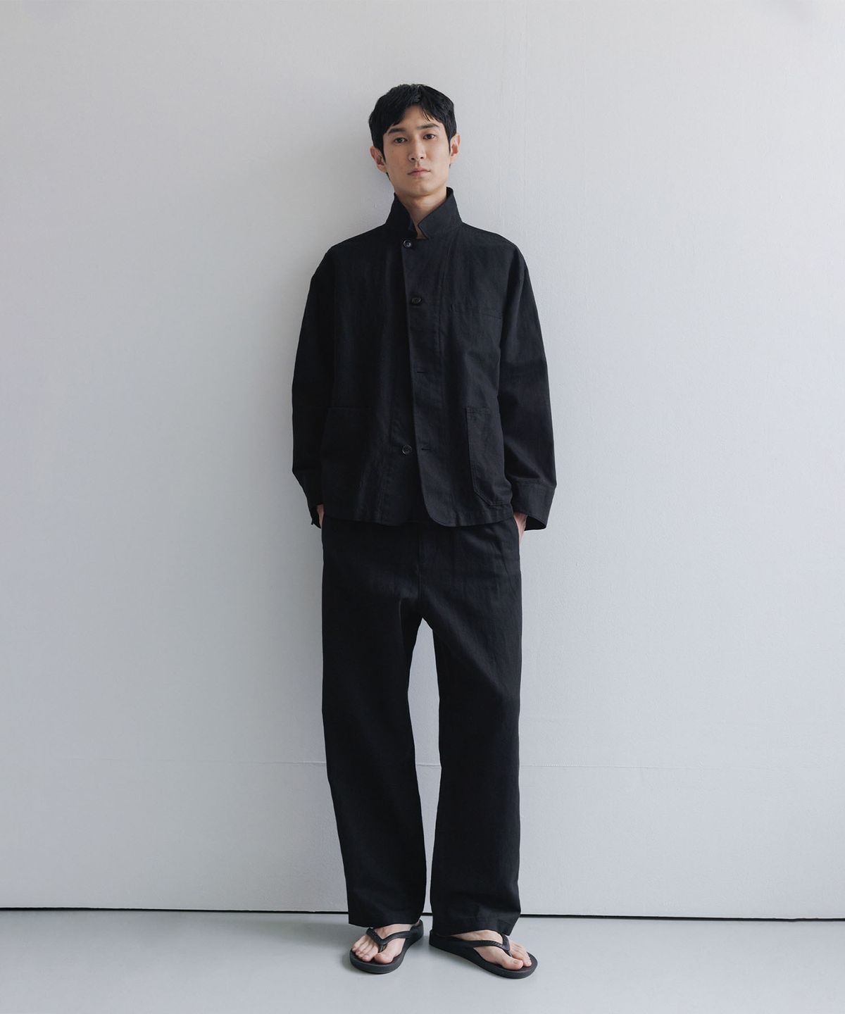 블랭크룸(BLANKROOM) 러스틱 린넨 자켓_BLACK