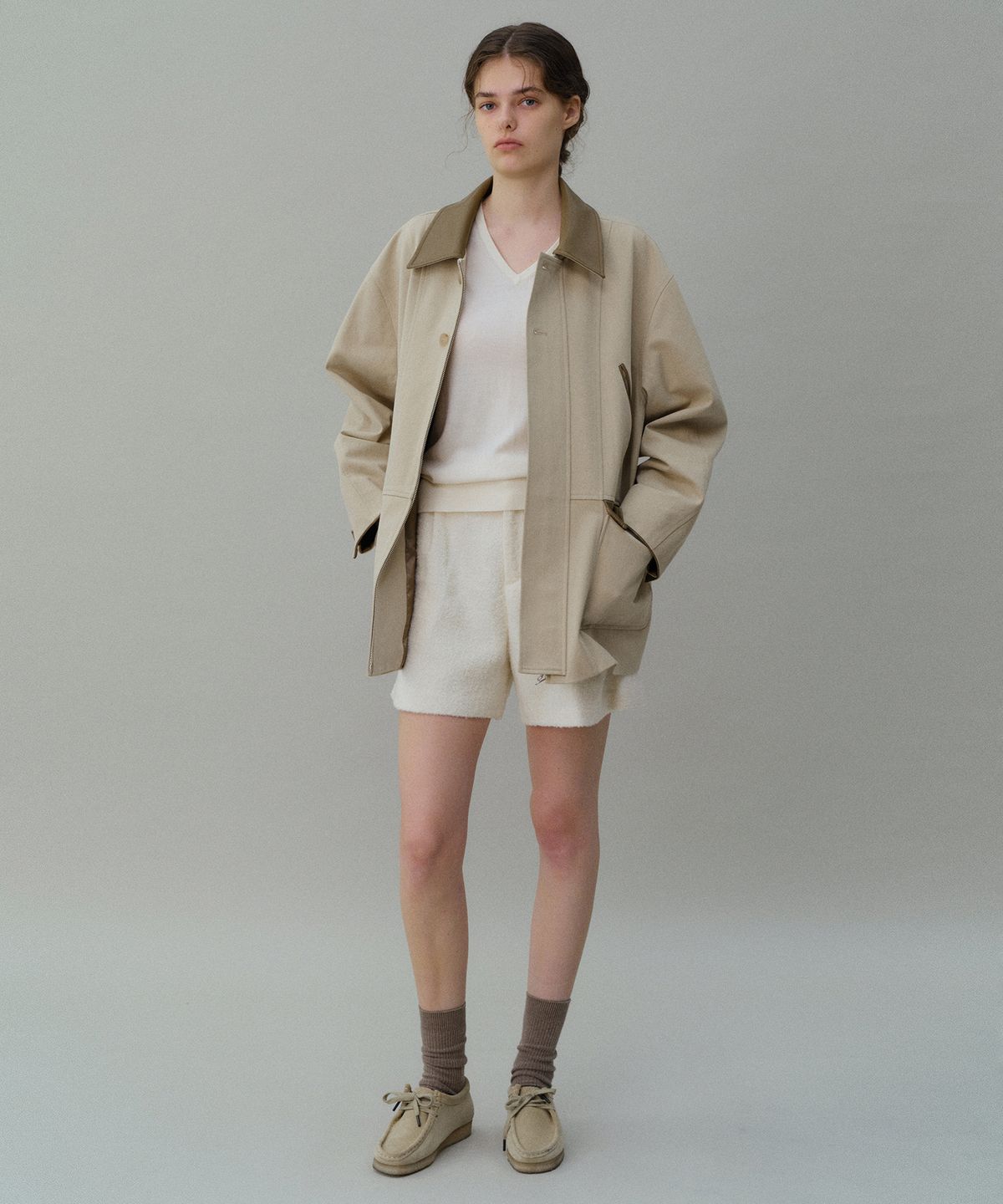 아우브아워(AUBOUR) Double hunting jacket (beige)