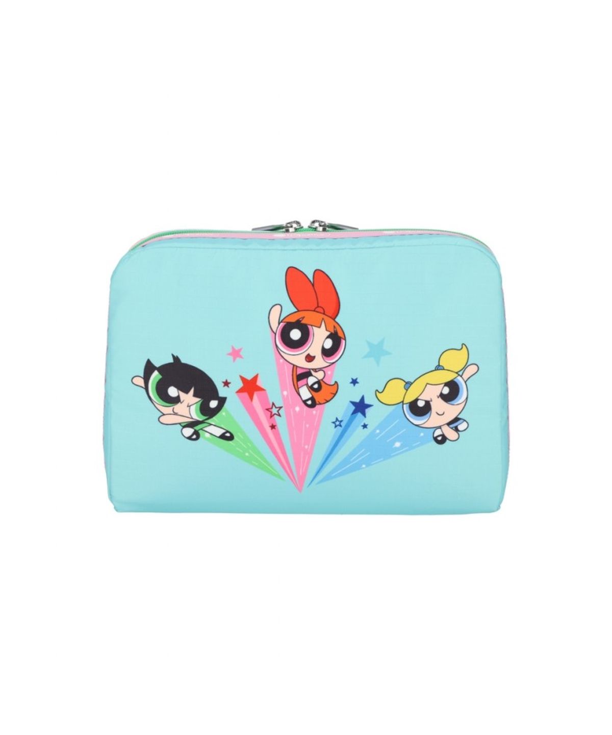 레스포색(LESPORTSAC) 파워퍼프걸 핑크/민트 엑스라지 렉탱귤러 코스메틱 파우치 [7121.HG05]